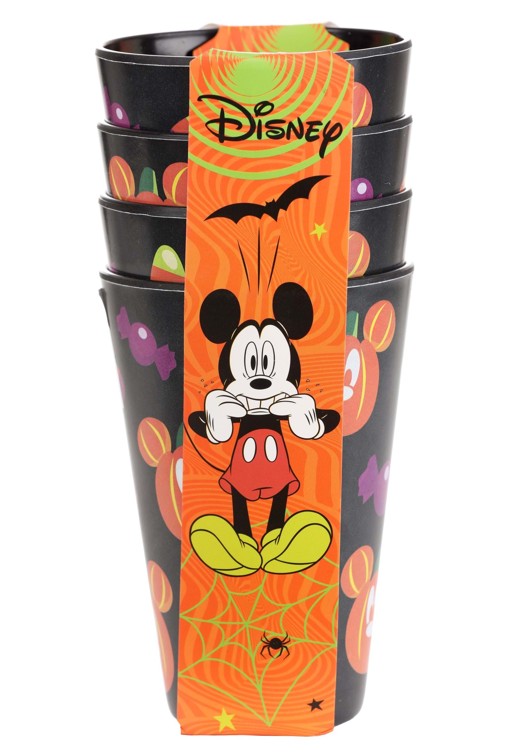 Set of 4 Disney Mickey Pumpkins & Candy Tossed Black Tumblers