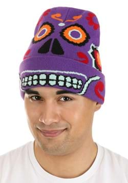 Adult Day of the Dead Knit Hat Alt 1