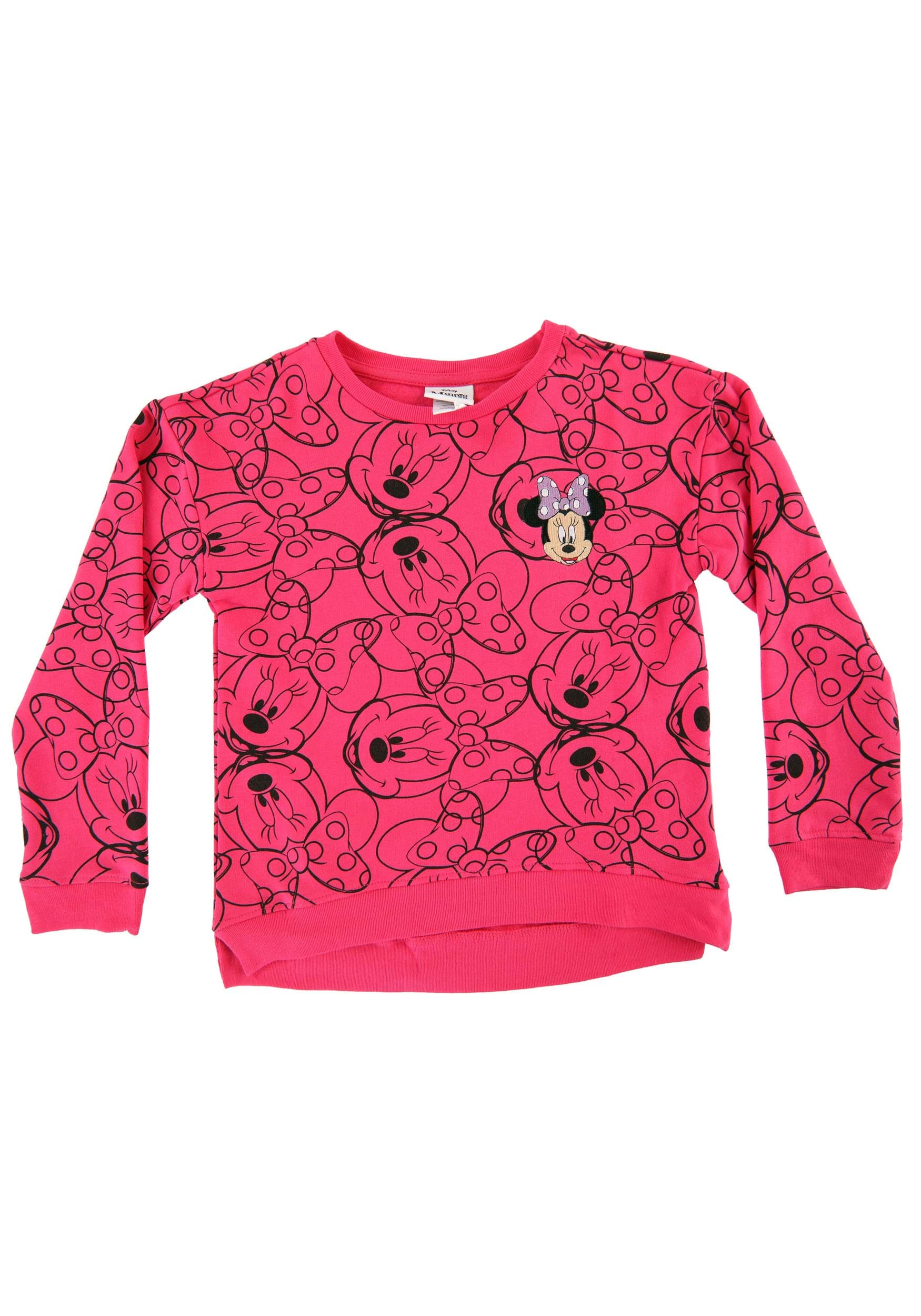 Girls Pink Minnie Mouse AOP Embroidered Sweatshirt