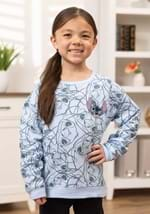 Girls Blue Stitch AOP Embroidered Sweatshirt