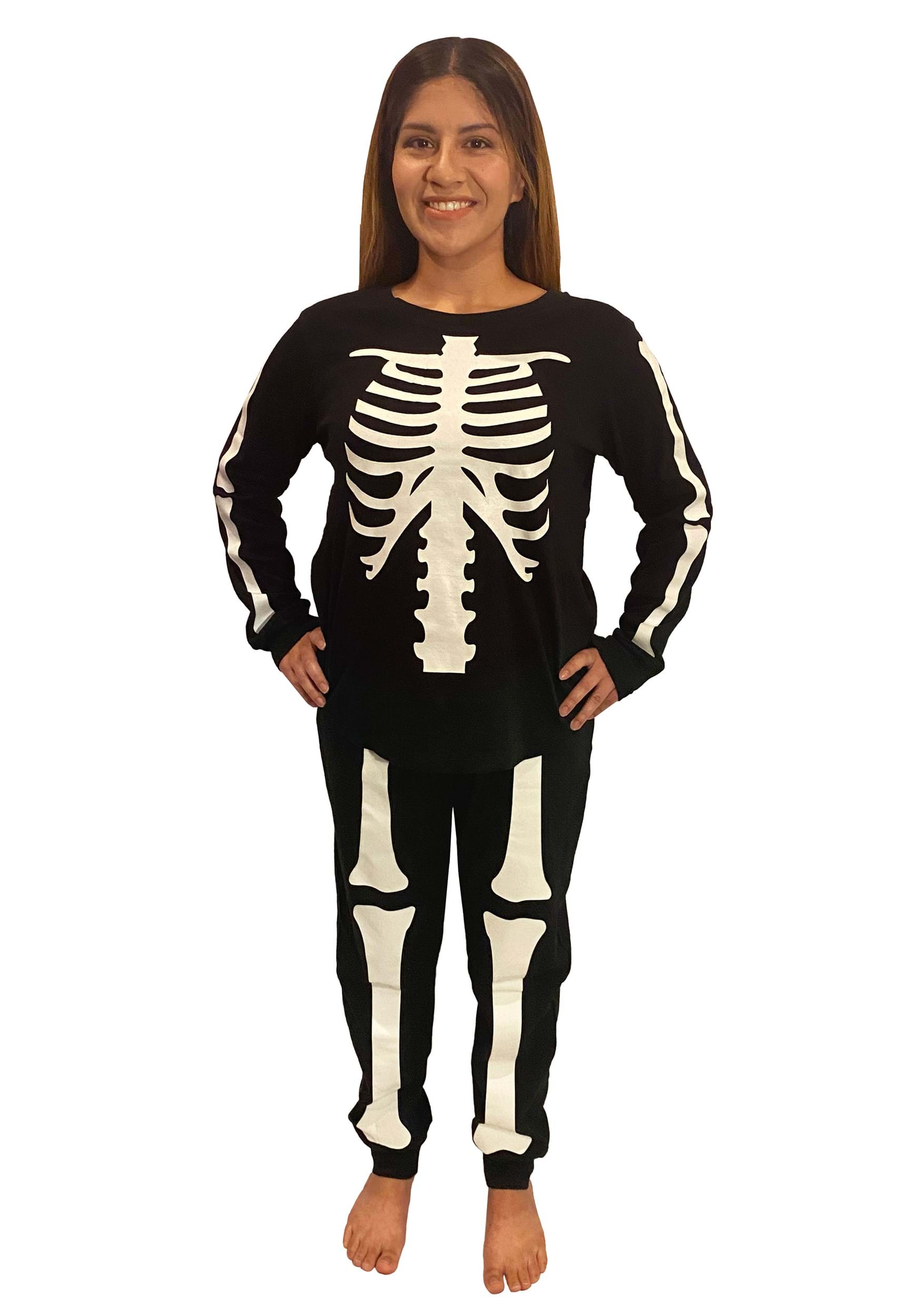 2 Piece Womens Skeleton Jogger Sleep Set | Womens Costumes
