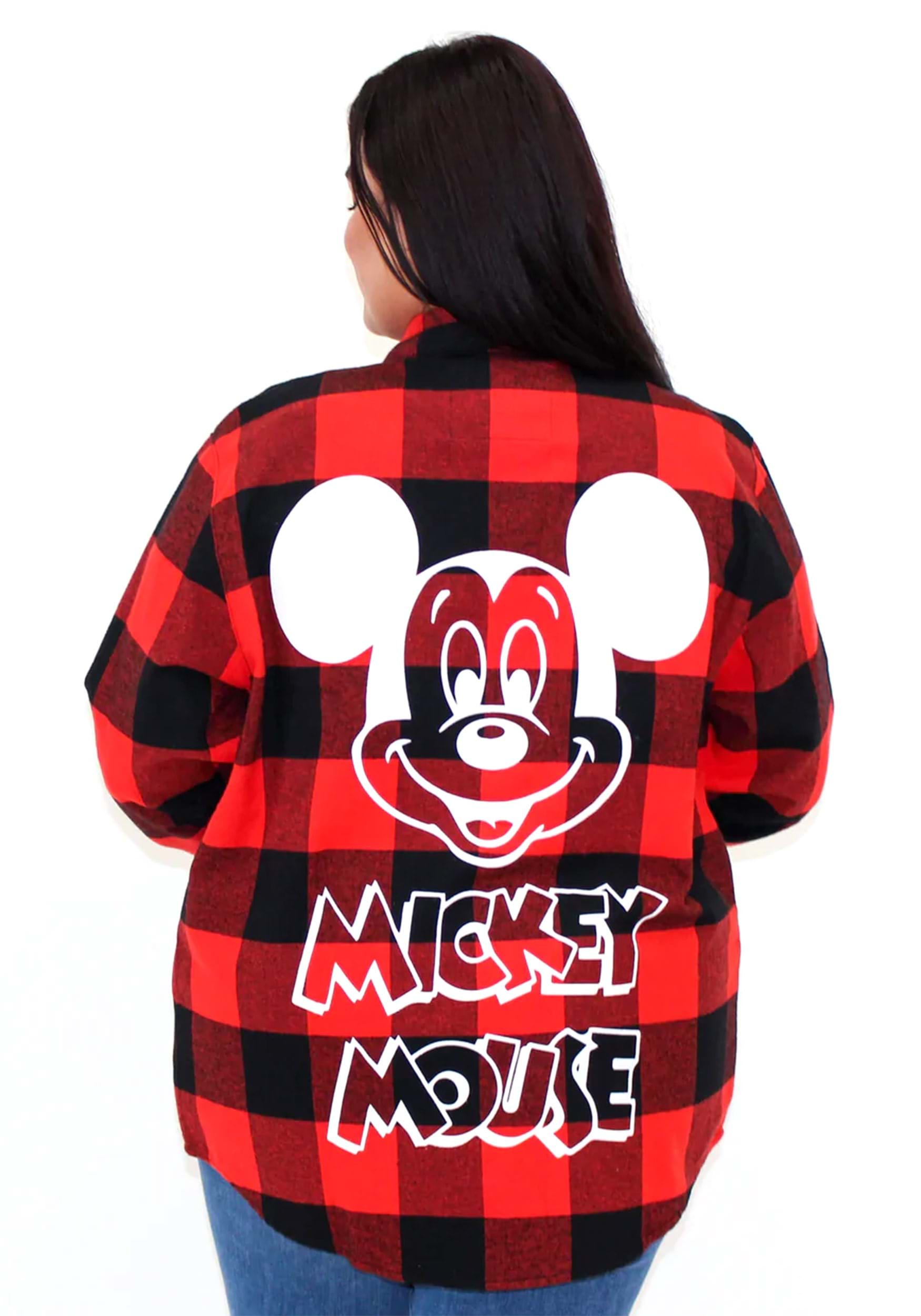 Cakeworthy Adult Mickey Mouse Red Plaid Flannel