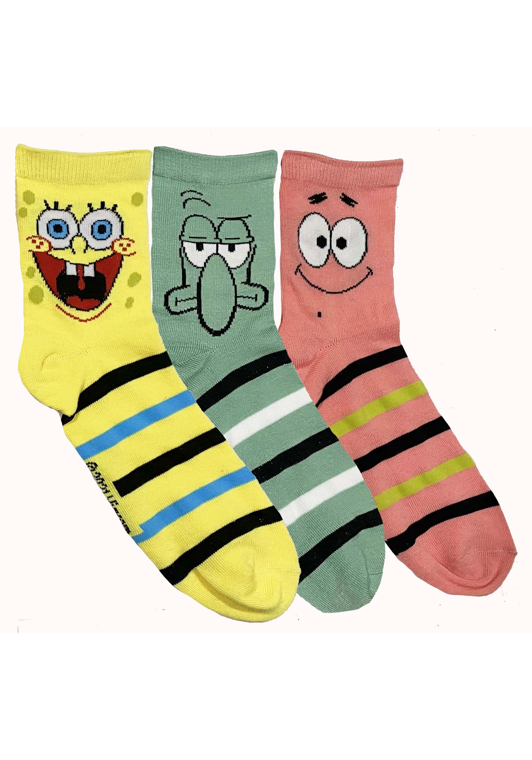 3 Pair of Adult Spongebob Striped Socks