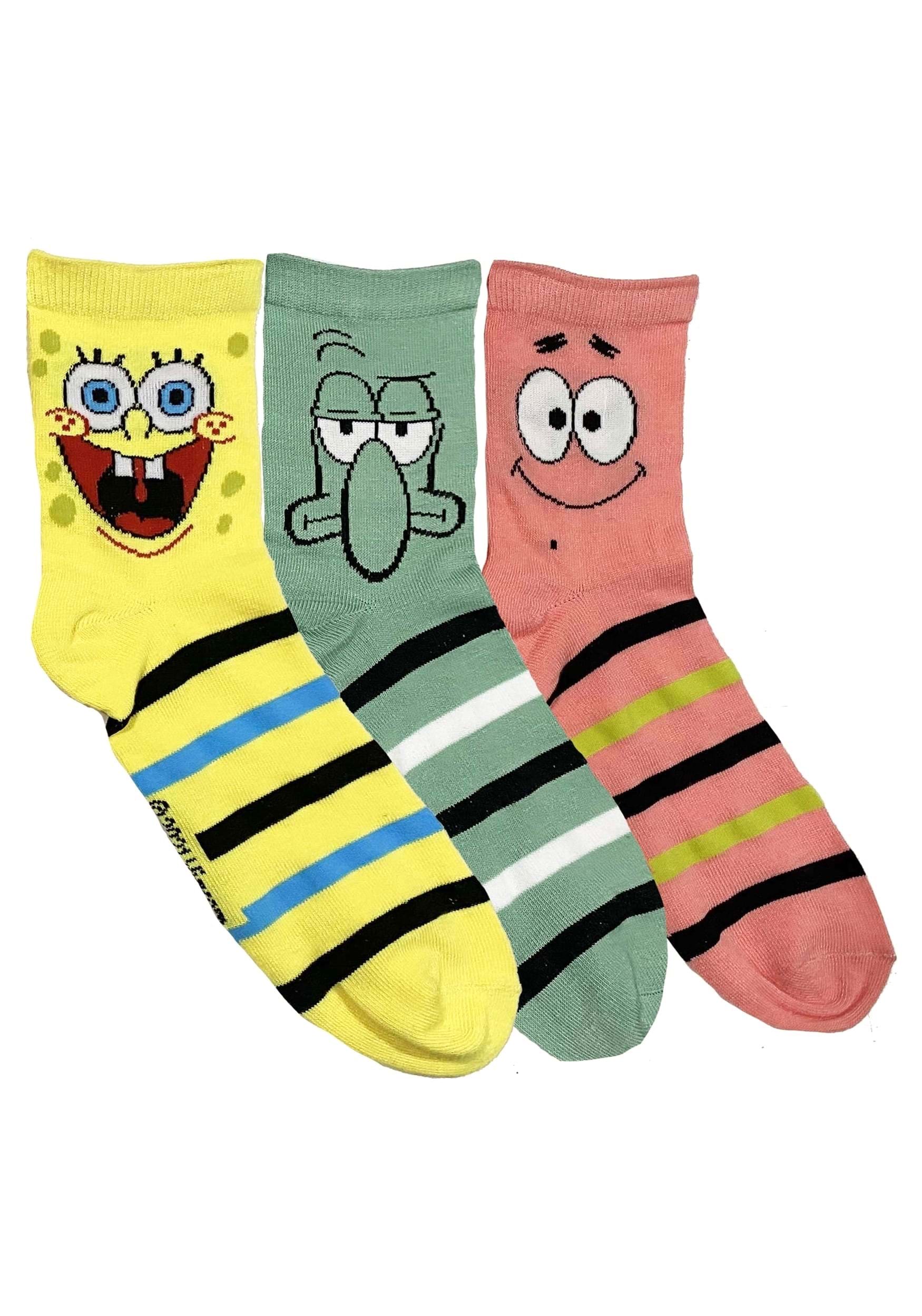 3 Pair of Adult Spongebob Striped Socks | Spongebob Apparel