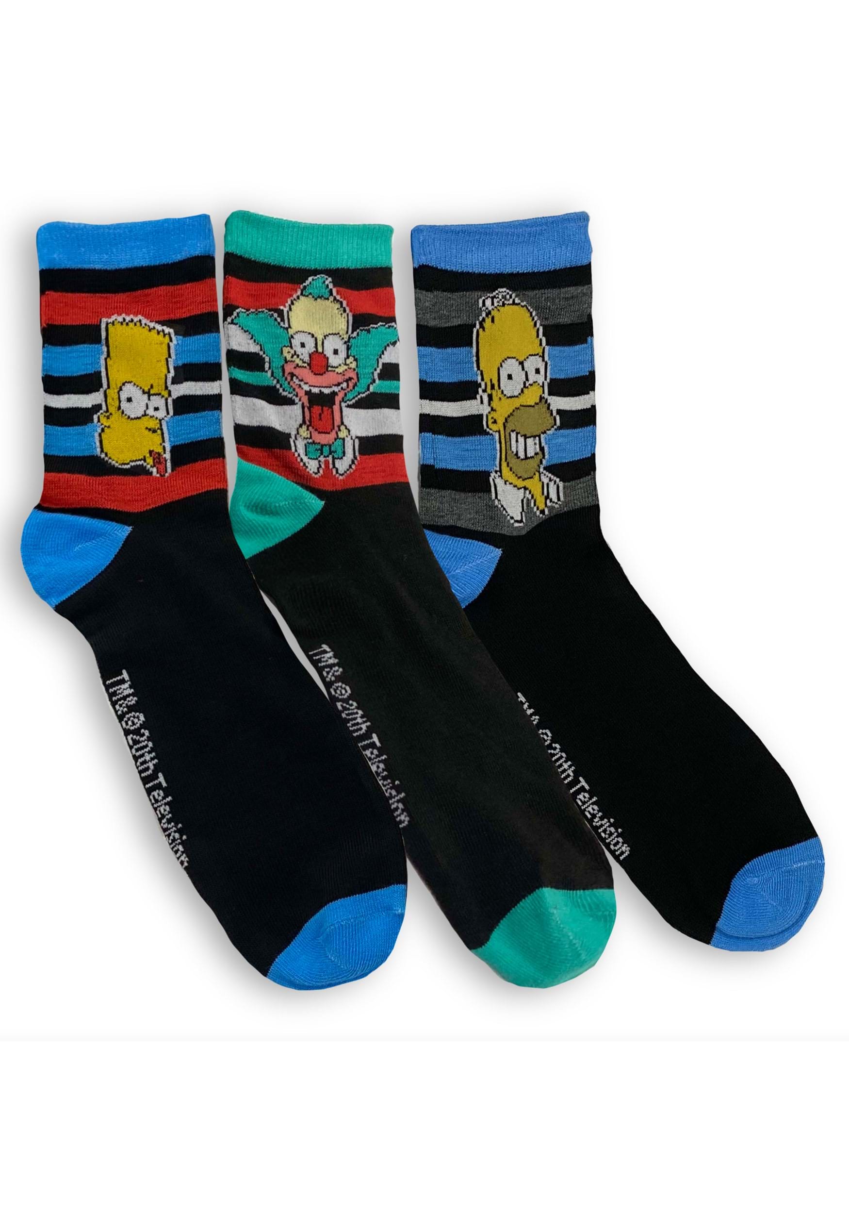 Adult 3 Pair of The Simpsons Striped Socks