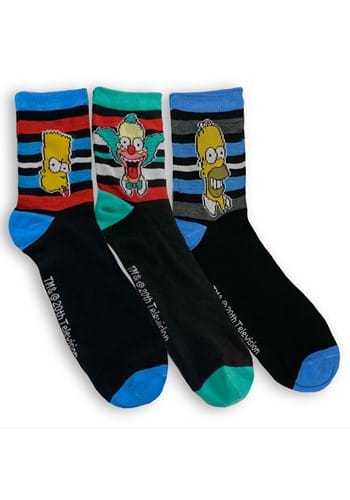 Pair of 3 The Simpsons Striped Adult Socks