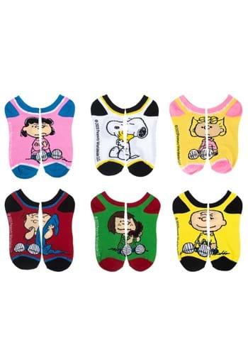 6 Pack Peanuts Characters Ankle Socks
