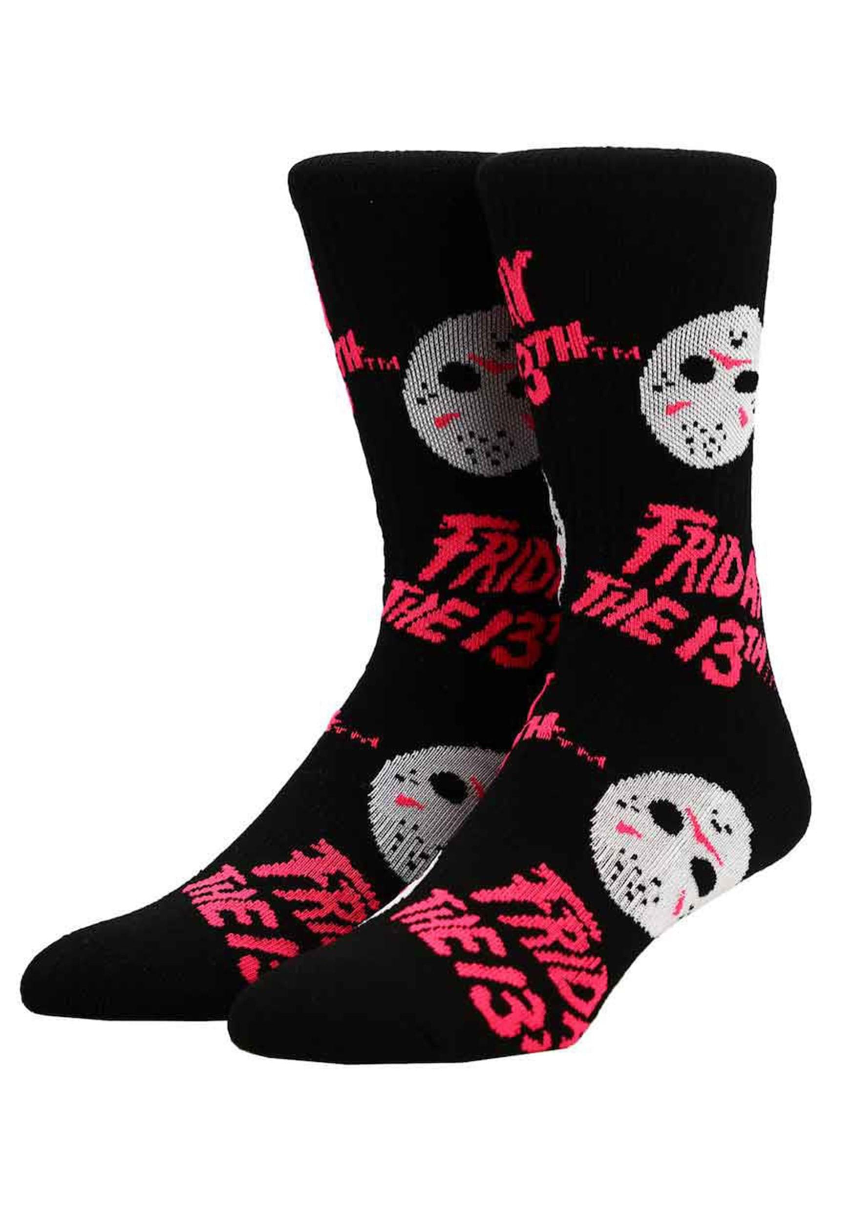 Friday The 13th Jason Icons Black Light Crew Sock