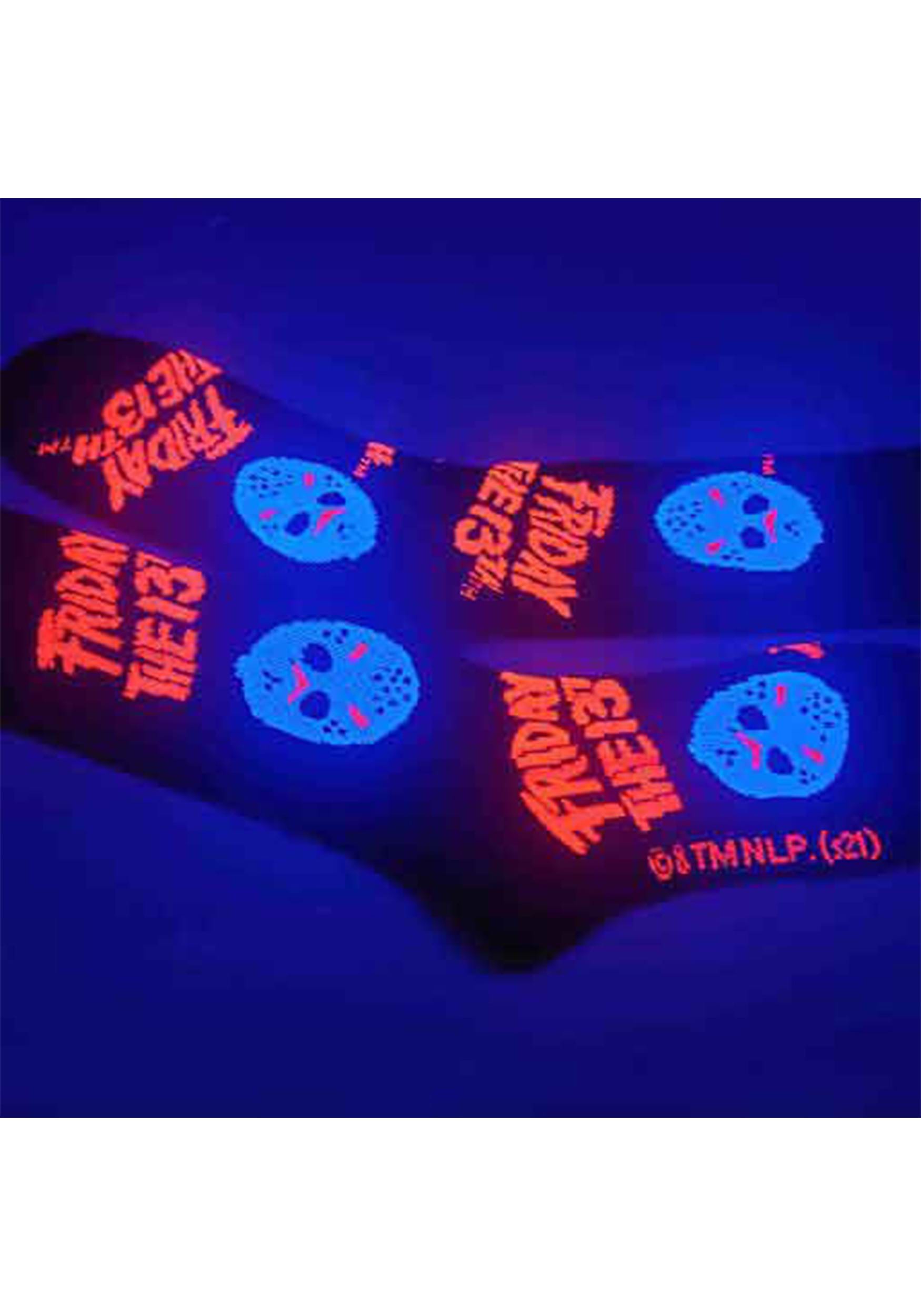 Friday The 13th Jason Icons Black Light Crew Socks