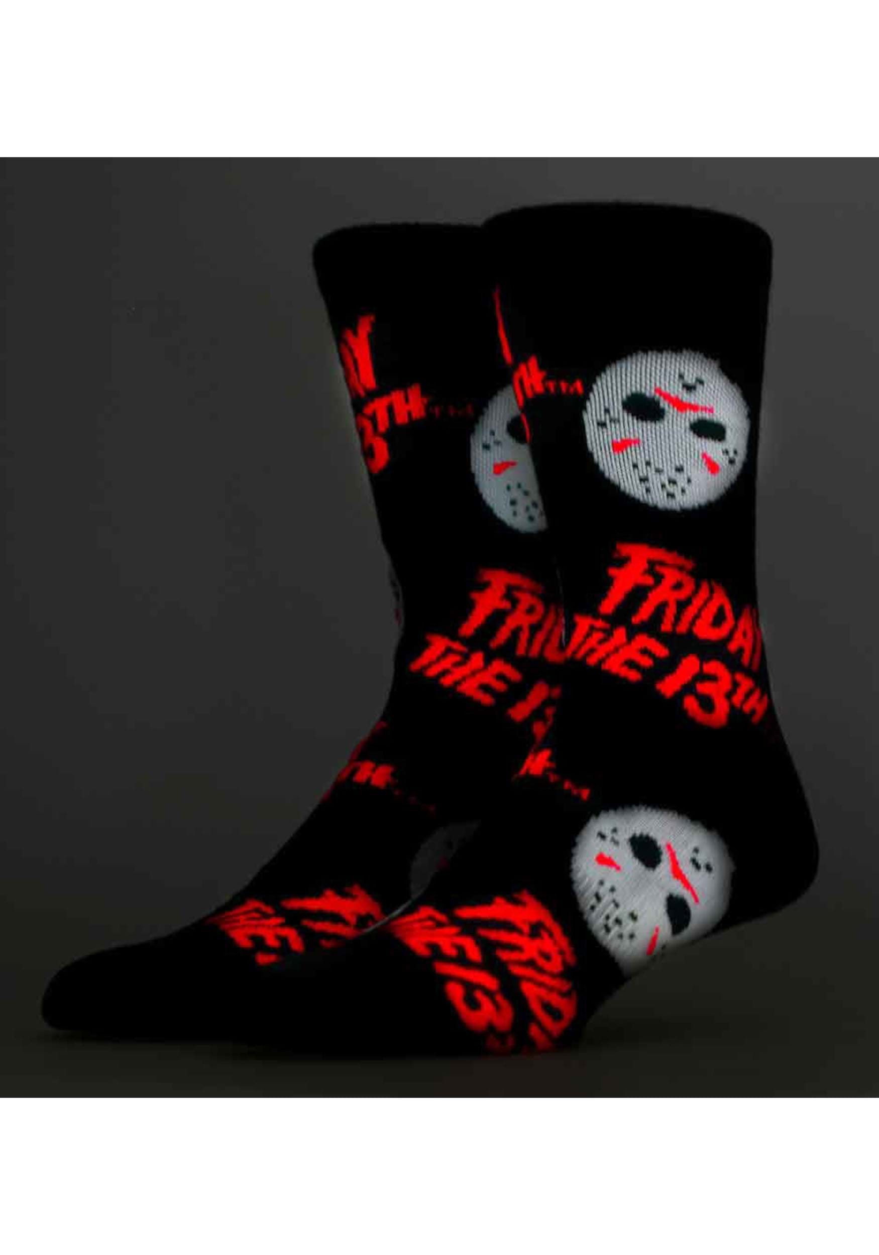 Friday The 13th Jason Icons Black Light Crew Socks