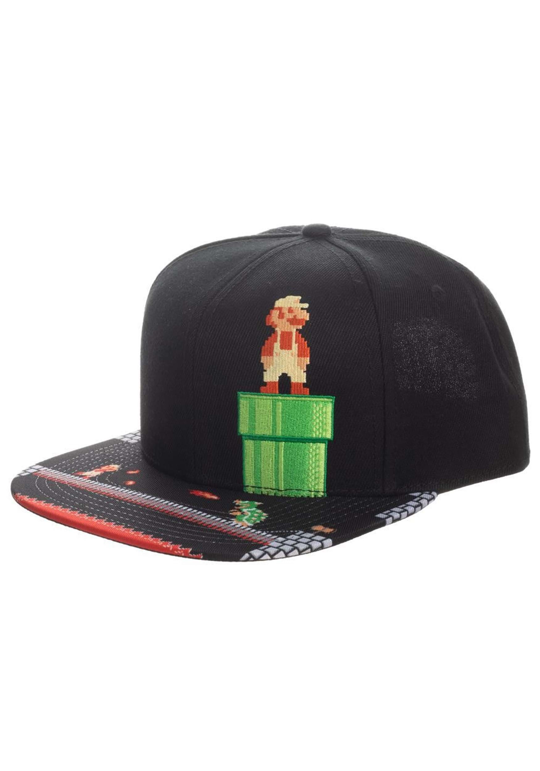 Super Mario Classic 8-Bit Flat Bill Snapback Hat