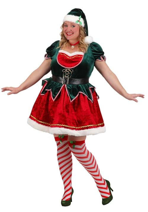 Womens Plus Size Deluxe Festive Elf Costume