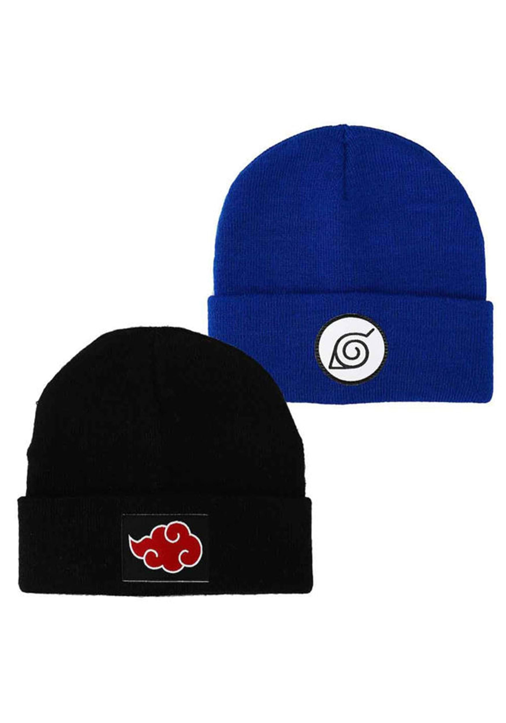 Naruto Hidden Leaf Village & Akatsuki Set of 2 Combo Cuff Beanies