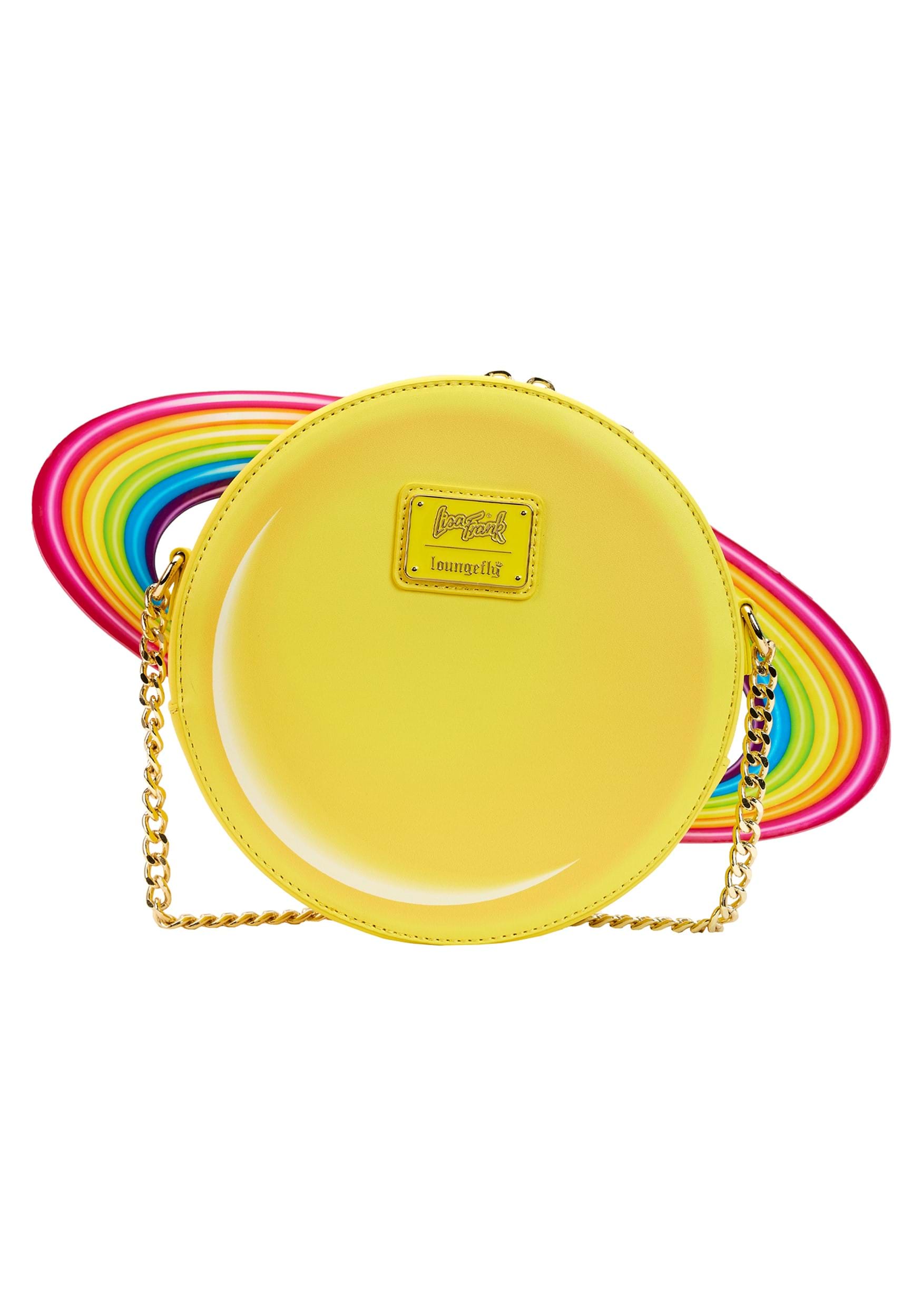 Lisa Frank: Yellow Rainbow Ring Saturn Loungefly Crossbody Bag