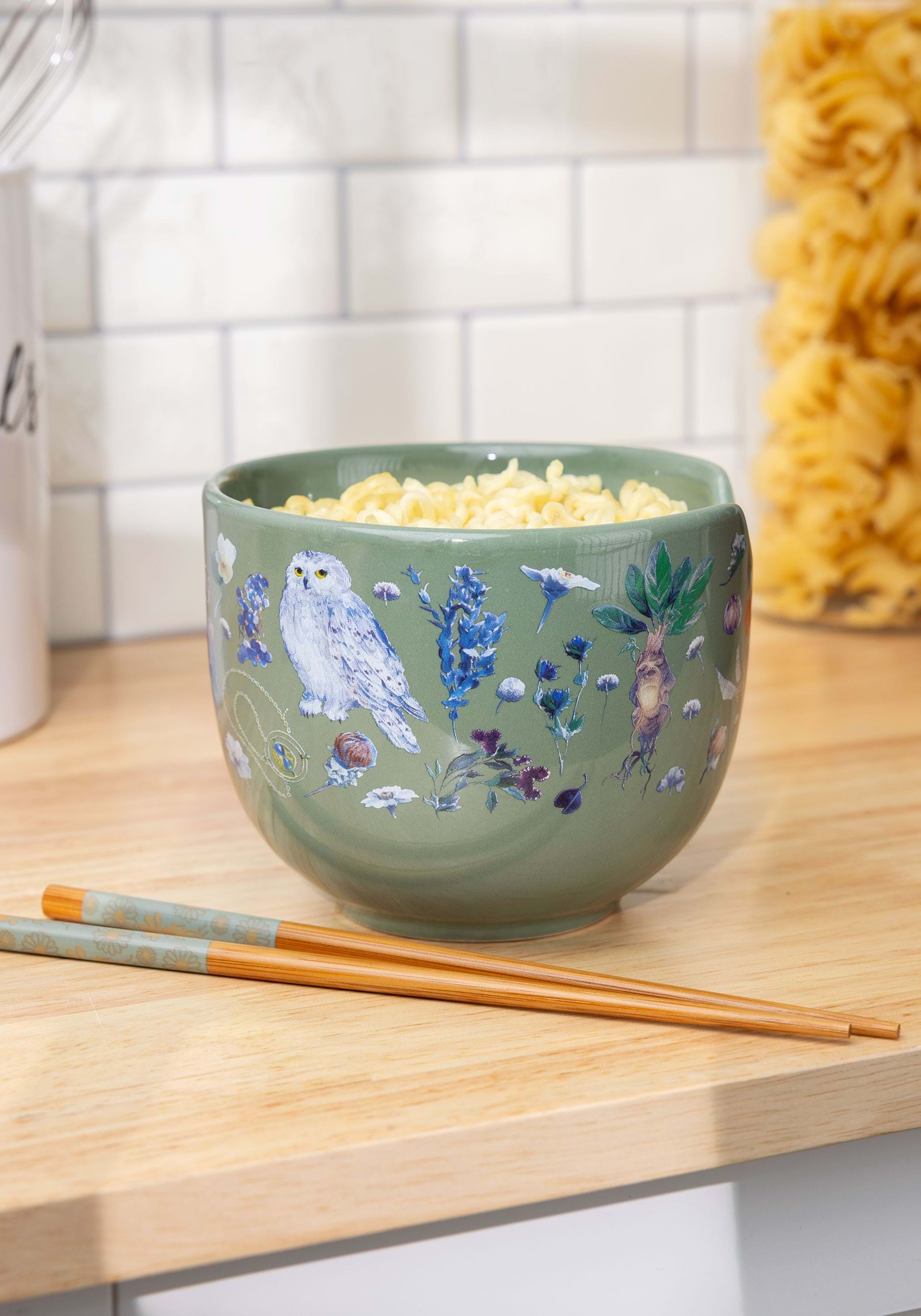 Harry Potter Fantasy Floral Boxed 20oz Ceramic Ramen Bowl with Chopsticks