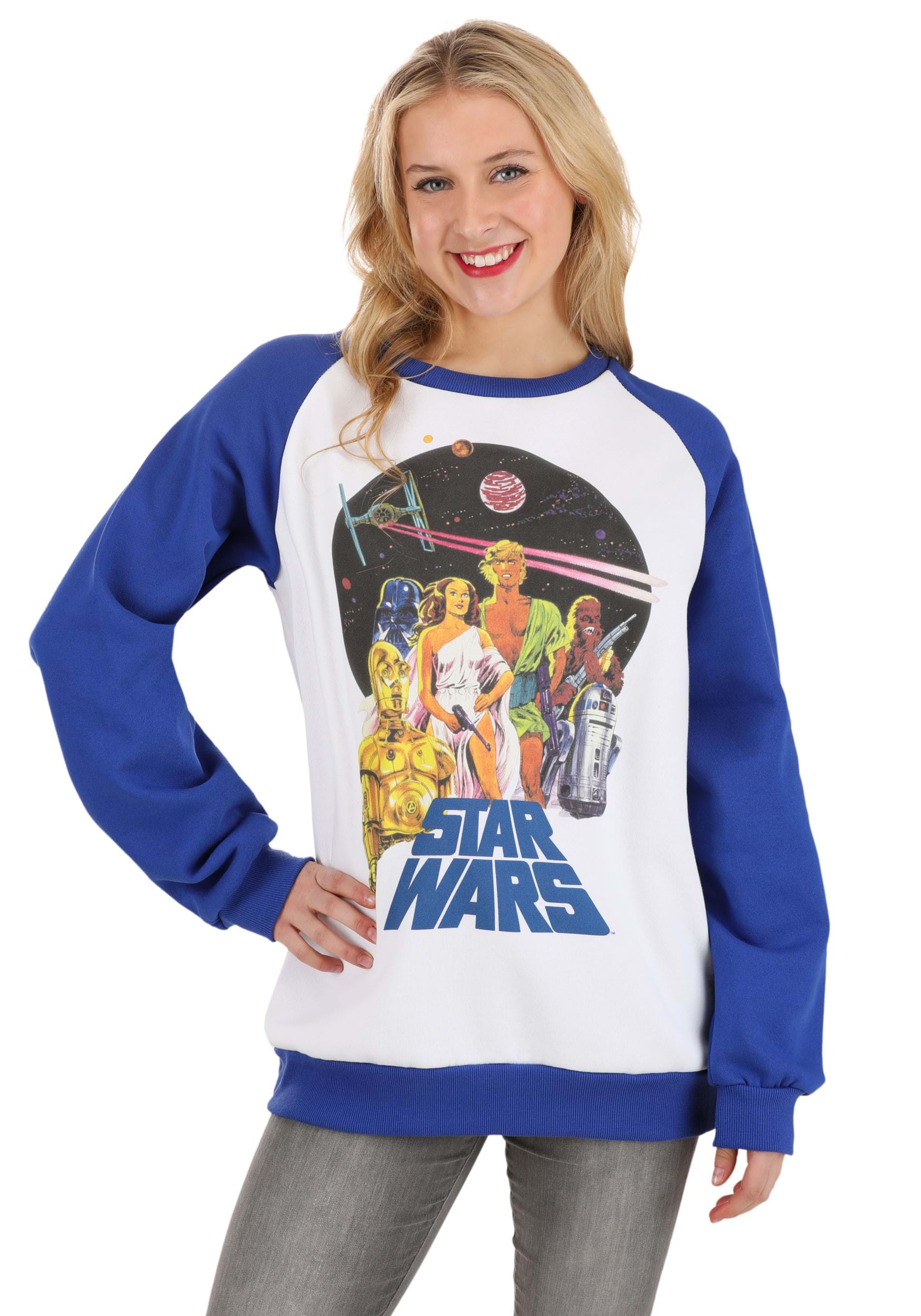 Cakeworthy Star Wars Retro Raglan Sweatshirt for Adults