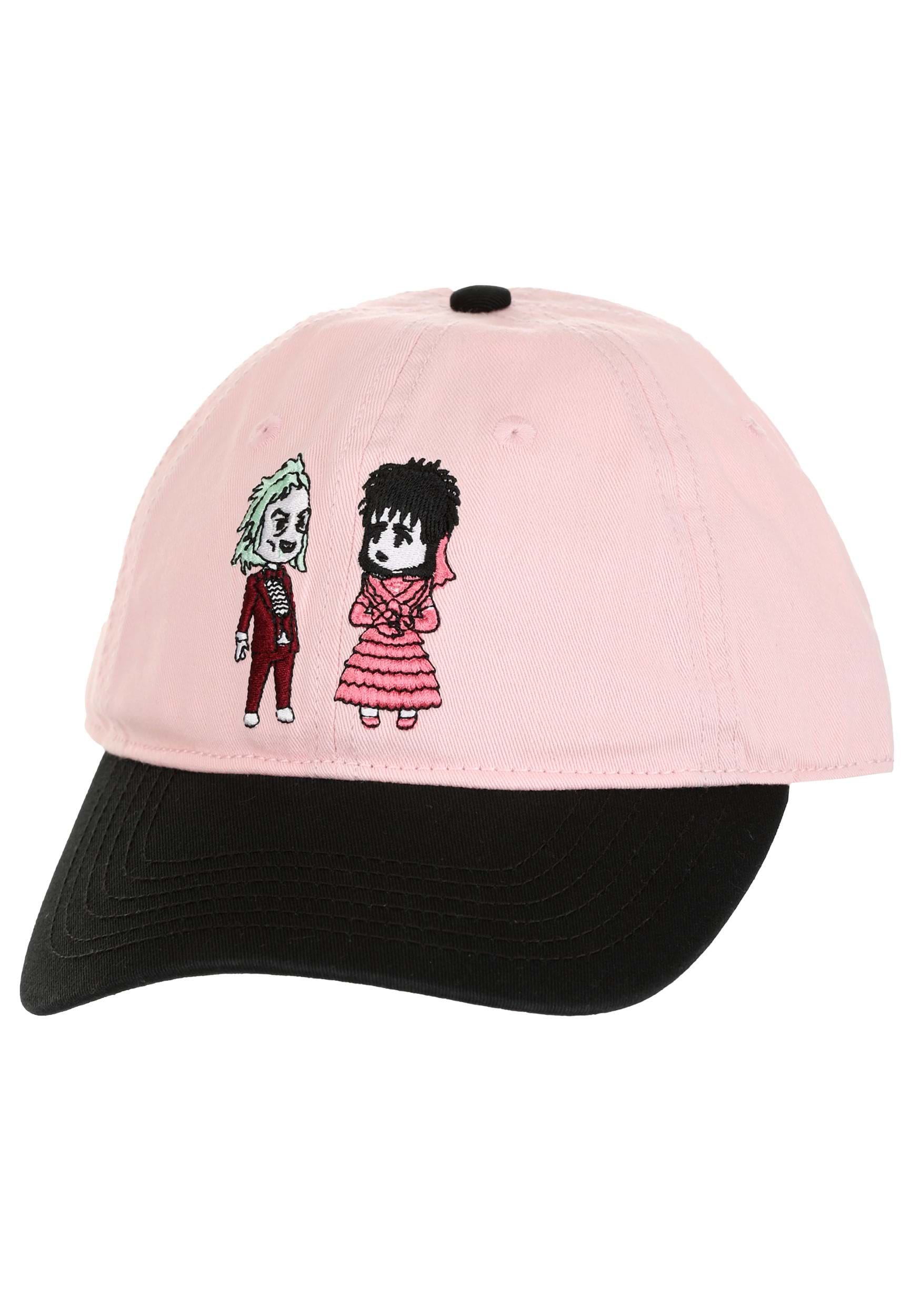 Beetlejuice Pink & Black Wedding Dad Hat for Adults