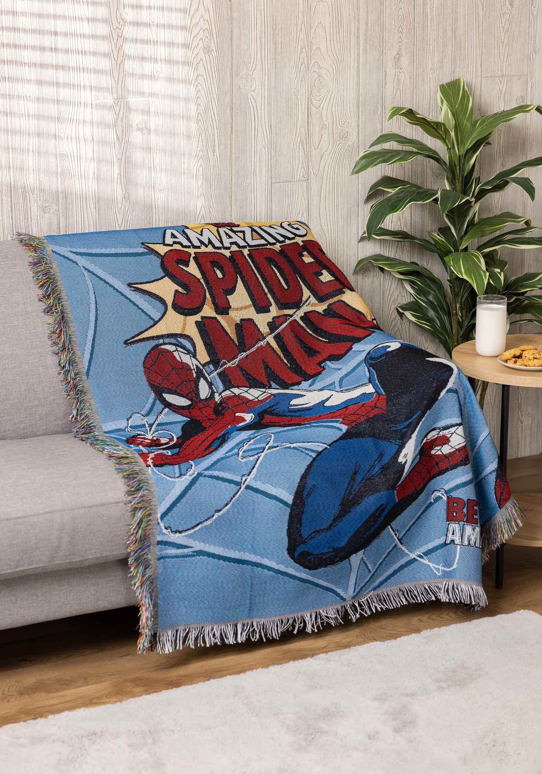 Spider-Man Flying Webs Woven Tapestry Throw Blanket