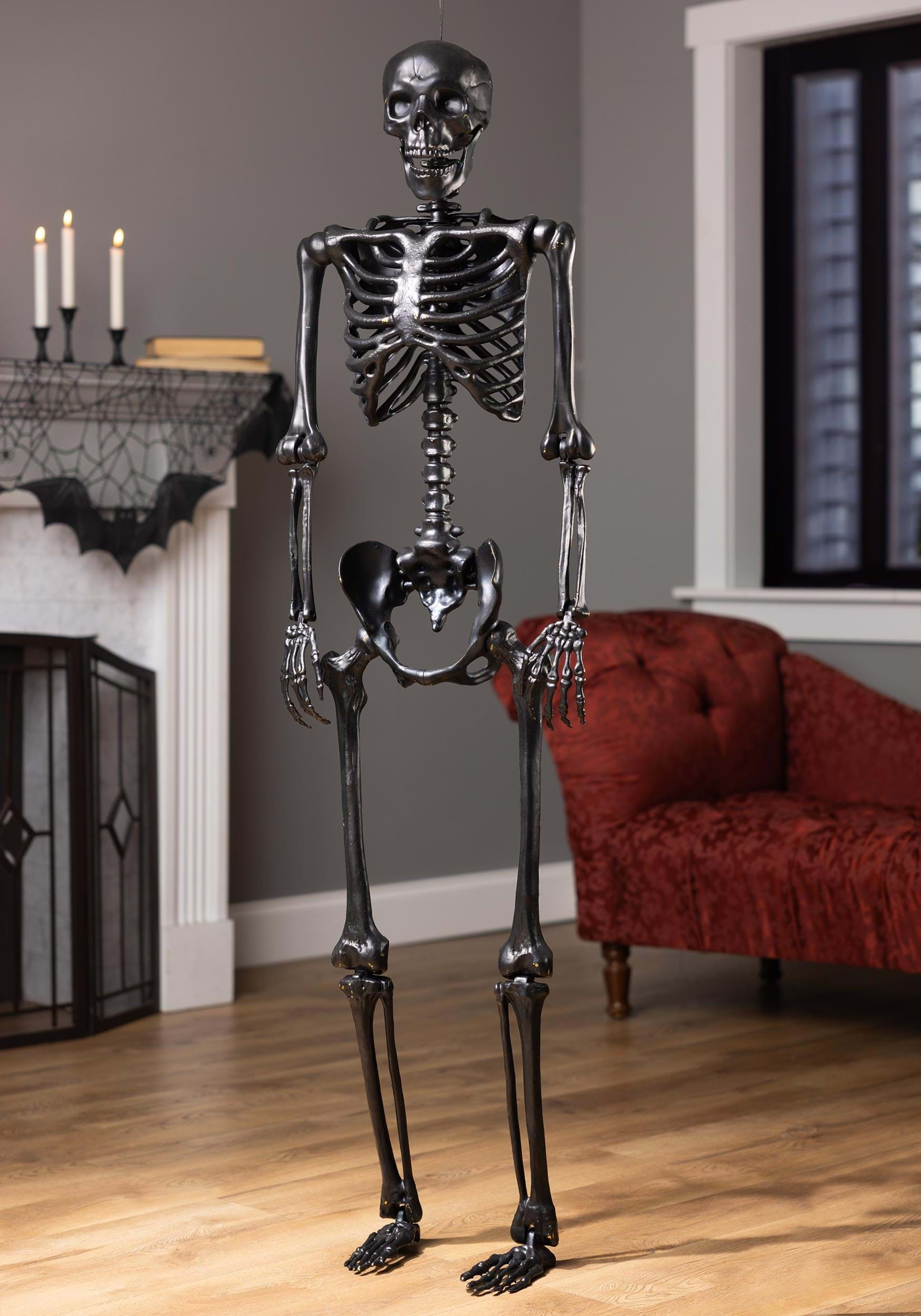 Crazy Bones Poseable Skeleton in Black Halloween Prop