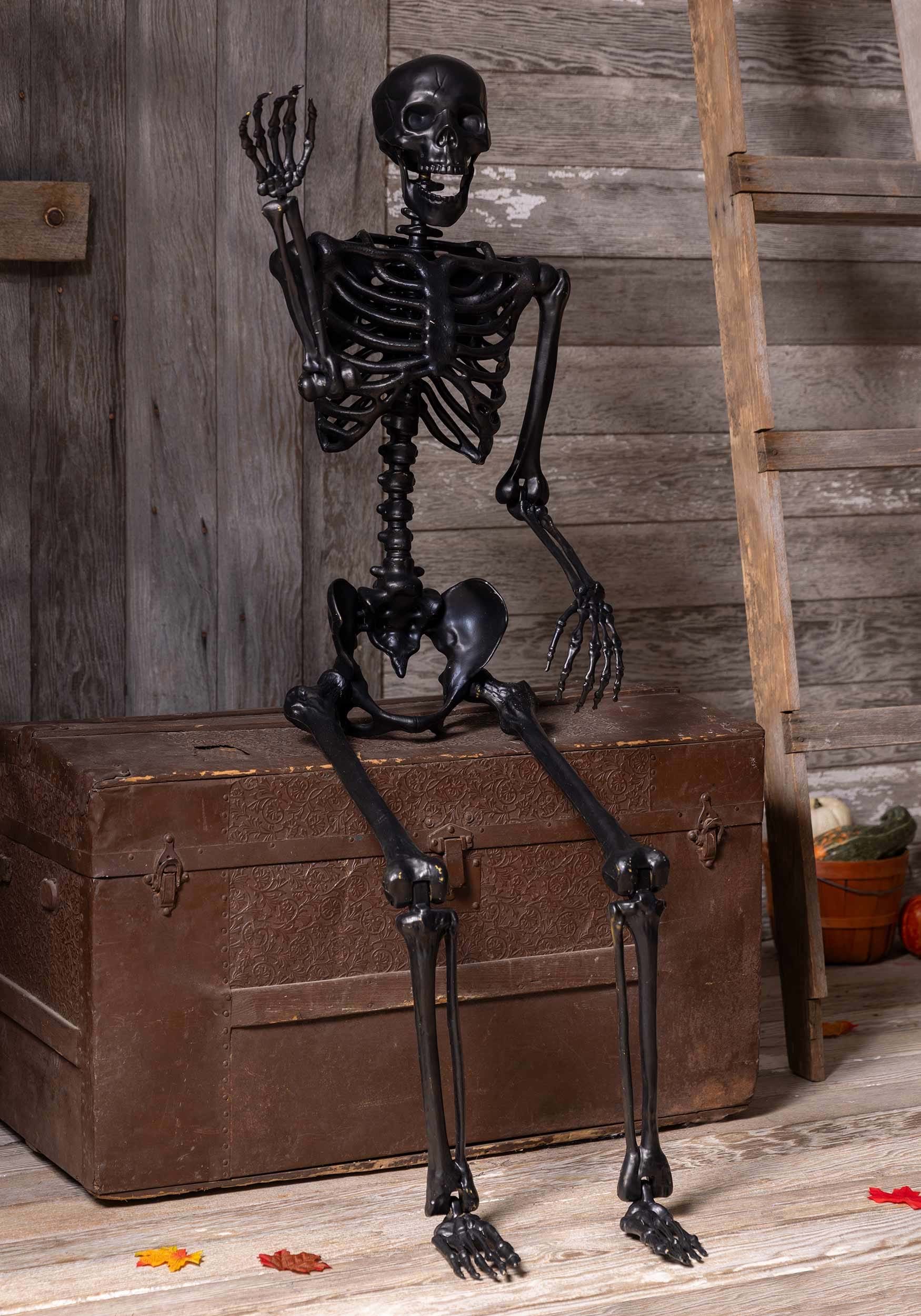 Crazy Bones Poseable Skeleton In Black Halloween Prop