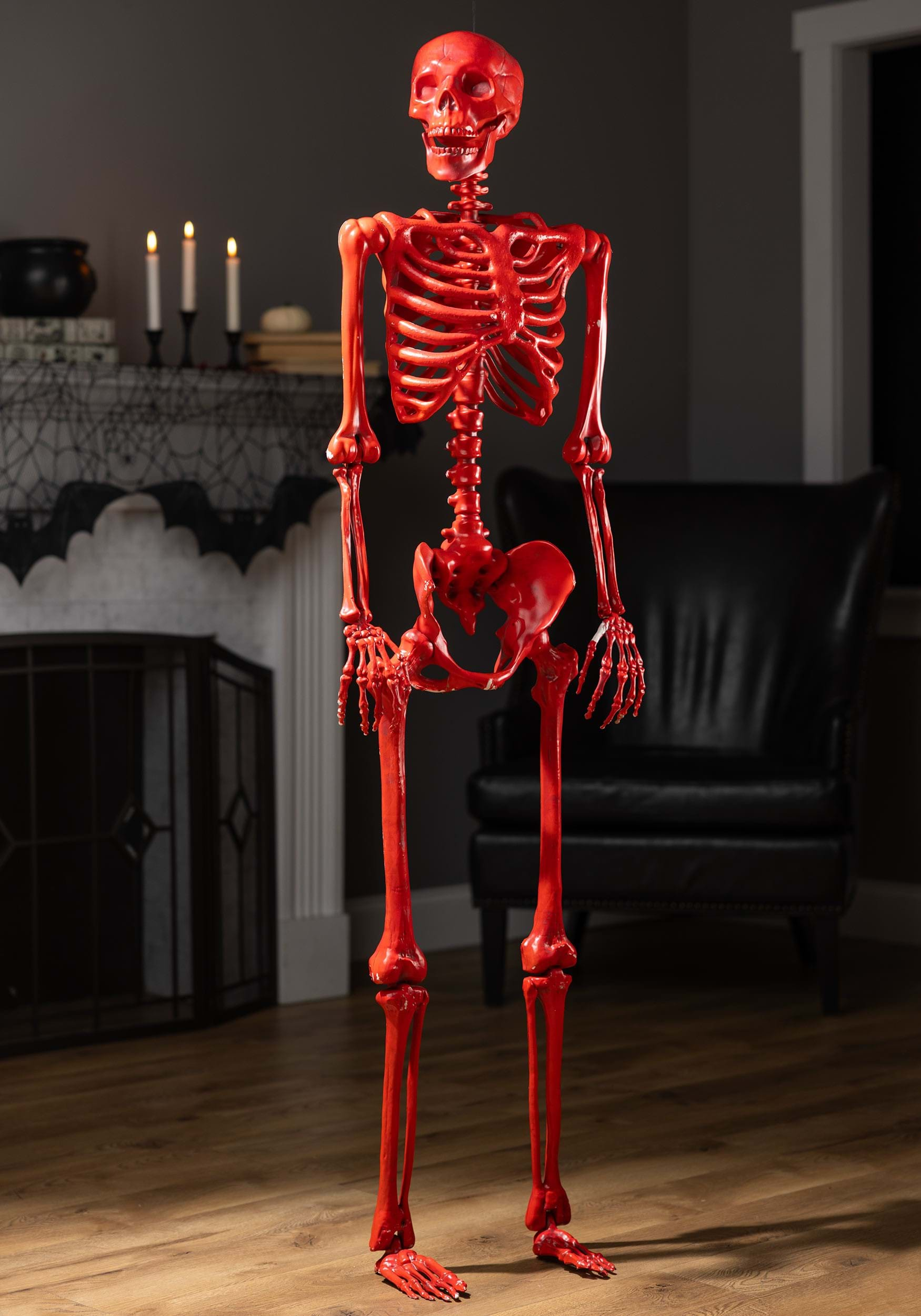 Crazy Bones Poseable Skeleton in Red Halloween Prop