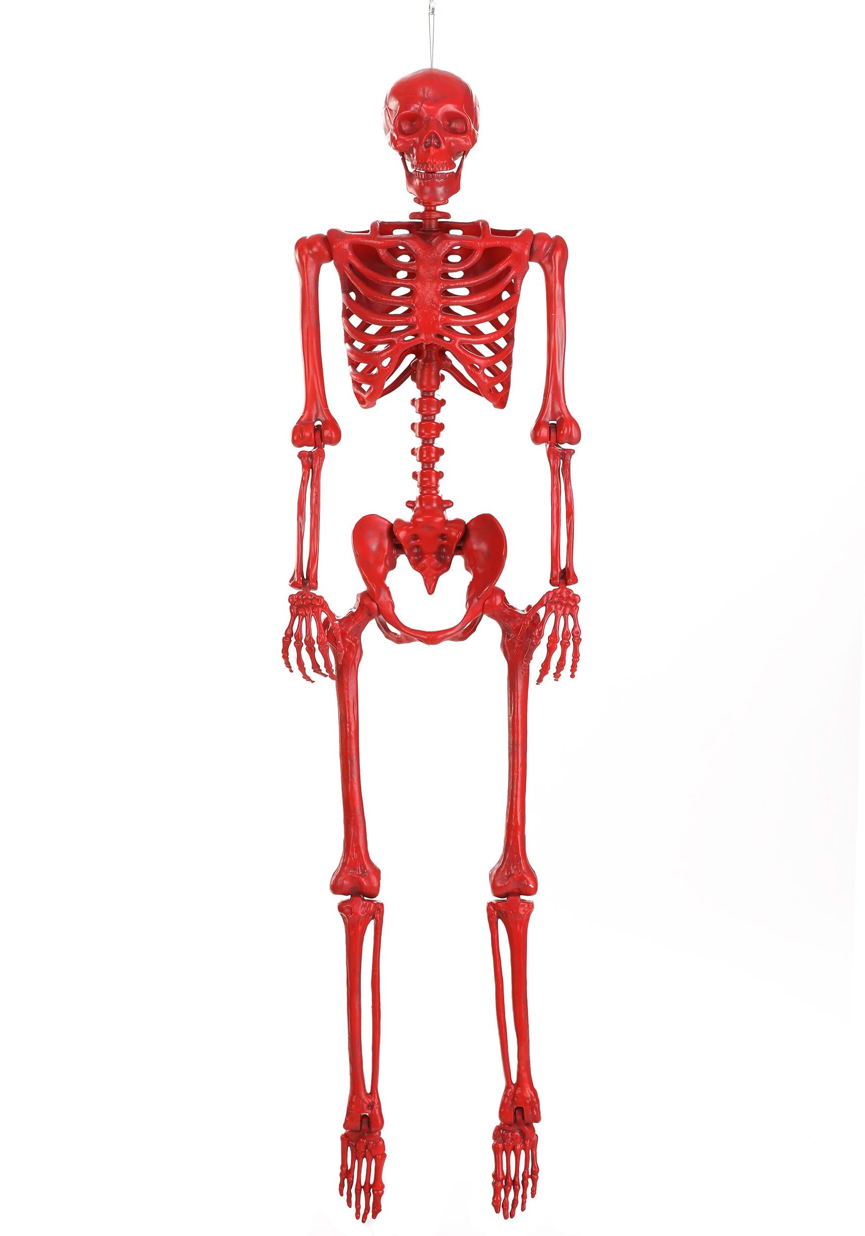 Photos - Other interior and decor Bones FUN Costumes Crazy  Poseable Skeleton in Red Halloween Prop Red FUN65 