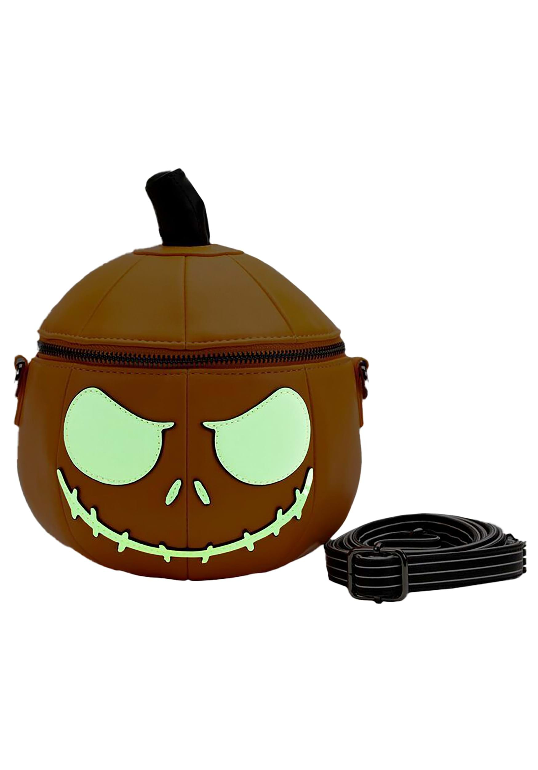 Glow in the Dark Jack O Lantern Pumpkin Crossbody Bag in Vinyl –  www.