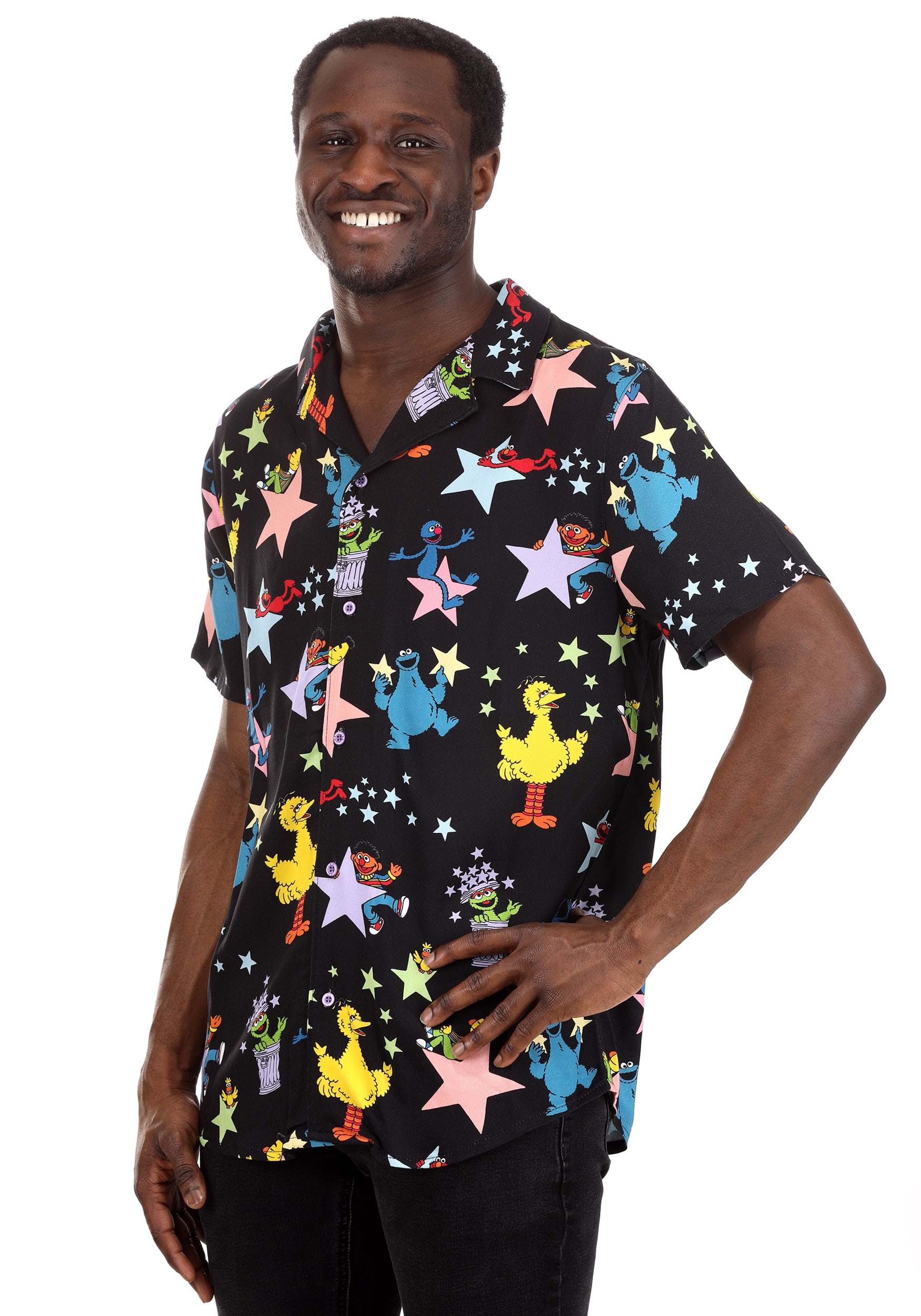 Cakeworthy Sesame Street Stars Button Up Shirt for Adults