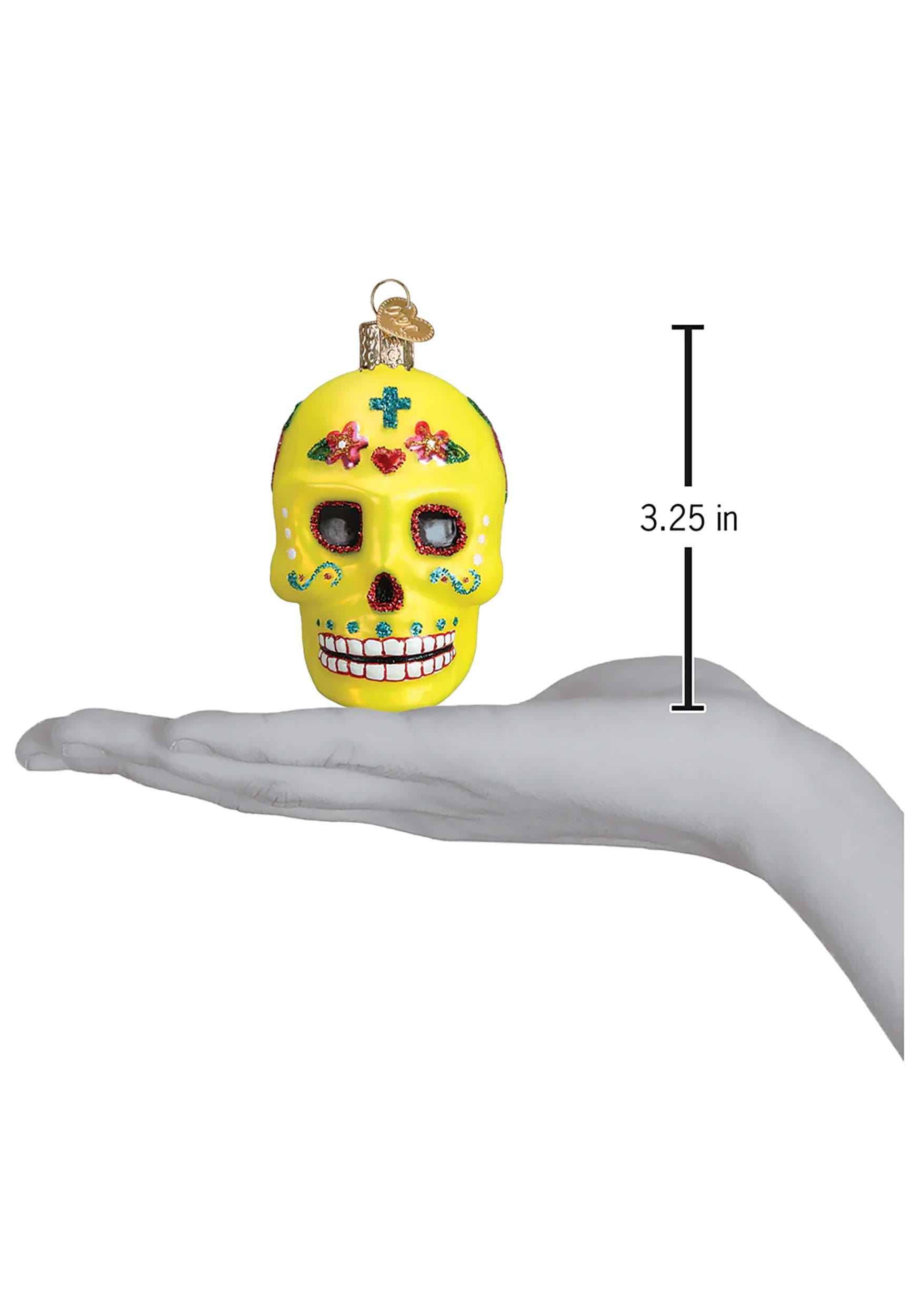 Yellow Sugar Skull Ornament