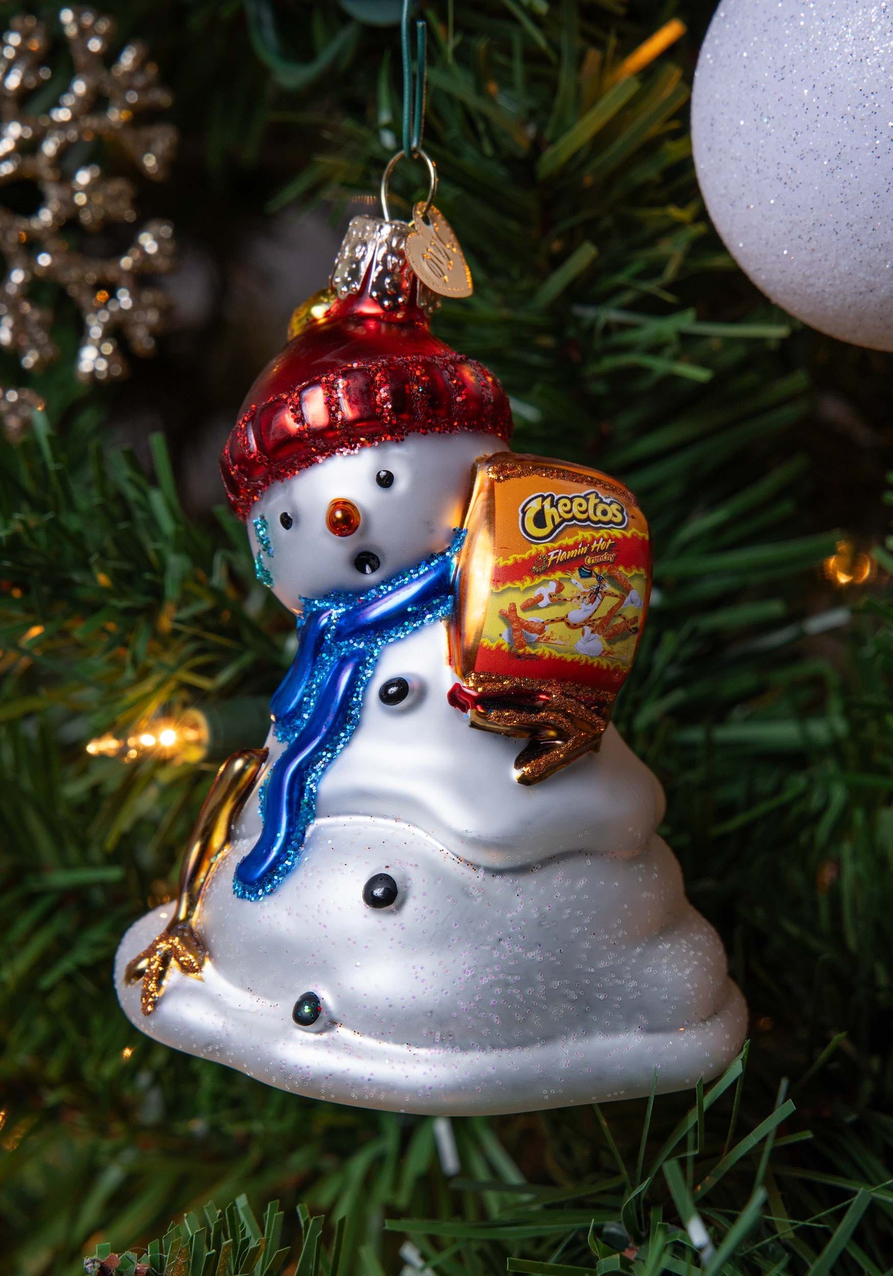 Snowman Melting with Hot Cheetos Christmas Tree Ornament