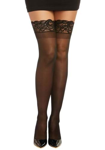 Black Anti-Slip Thigh Highs w/ Lace Top