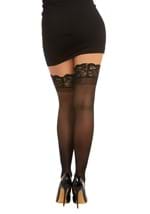 Black Anti-Slip Thigh Highs w/ Lace Top Alt 1