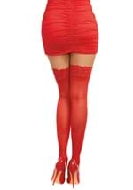 Red Anti-Slip Thigh High w/ Lace Top for Women Alt 1