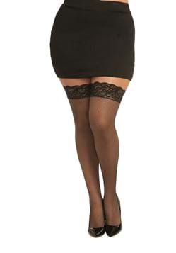 Plus Size Black Fishnet Thigh High