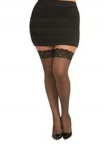 Plus Size Black Fishnet Thigh High