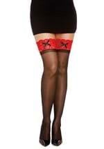 Anti-Slip Black with Red Top and Bow Thigh High