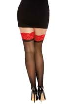 Anti-Slip Black with Red Top and Bow Thigh High Alt 1