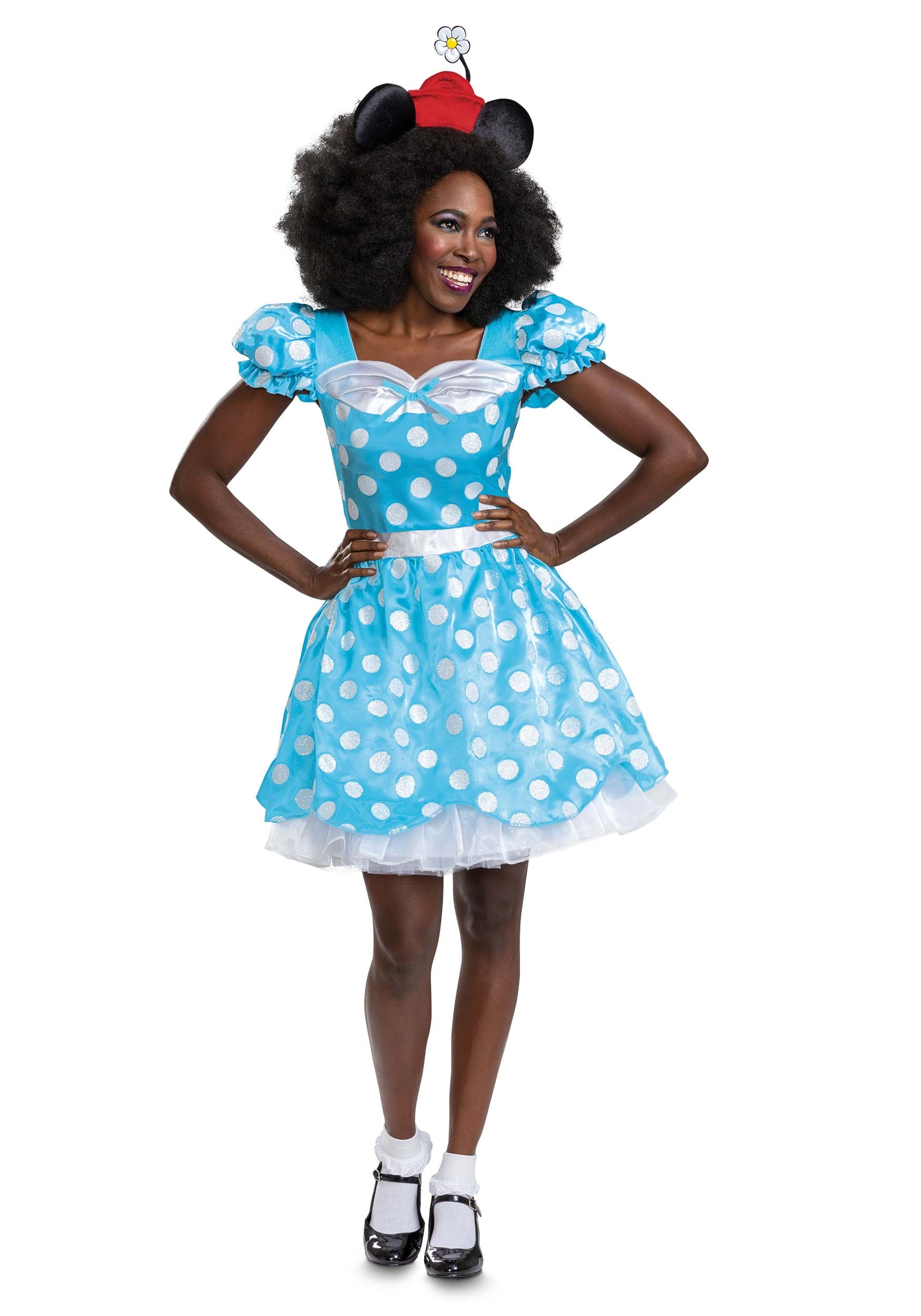 Photos - Fancy Dress Disney Disguise Women  Adult Vintage Minnie Mouse Costume Blue/White DI 