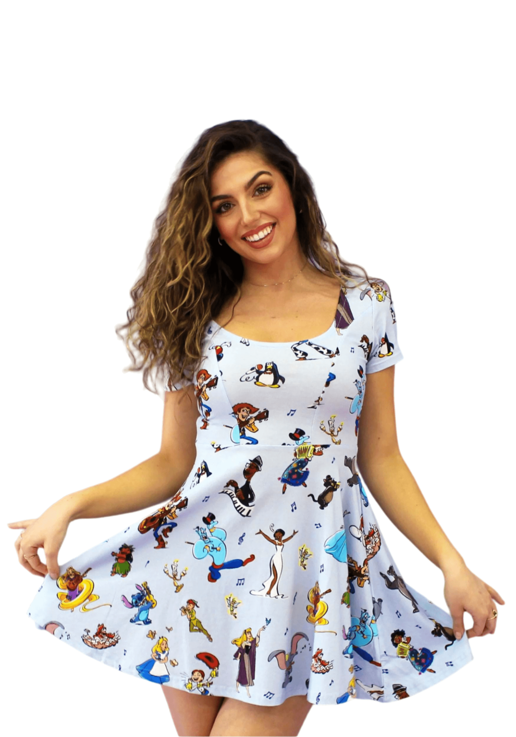 Cakeworthy Disney 100 Music Scoop Neck Womens Dress