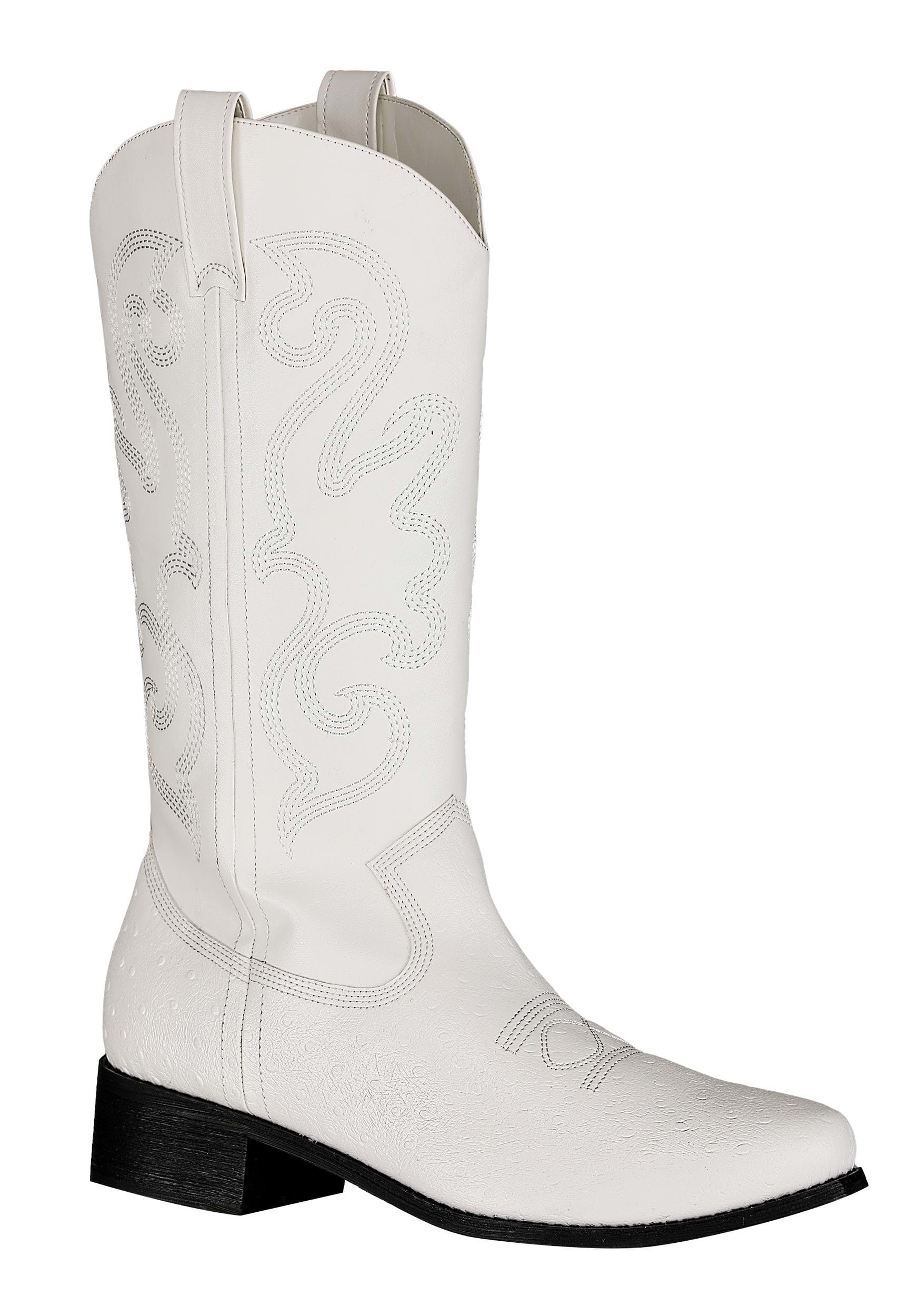 Mens White Cowboy Boots | Adult Costume Shoes