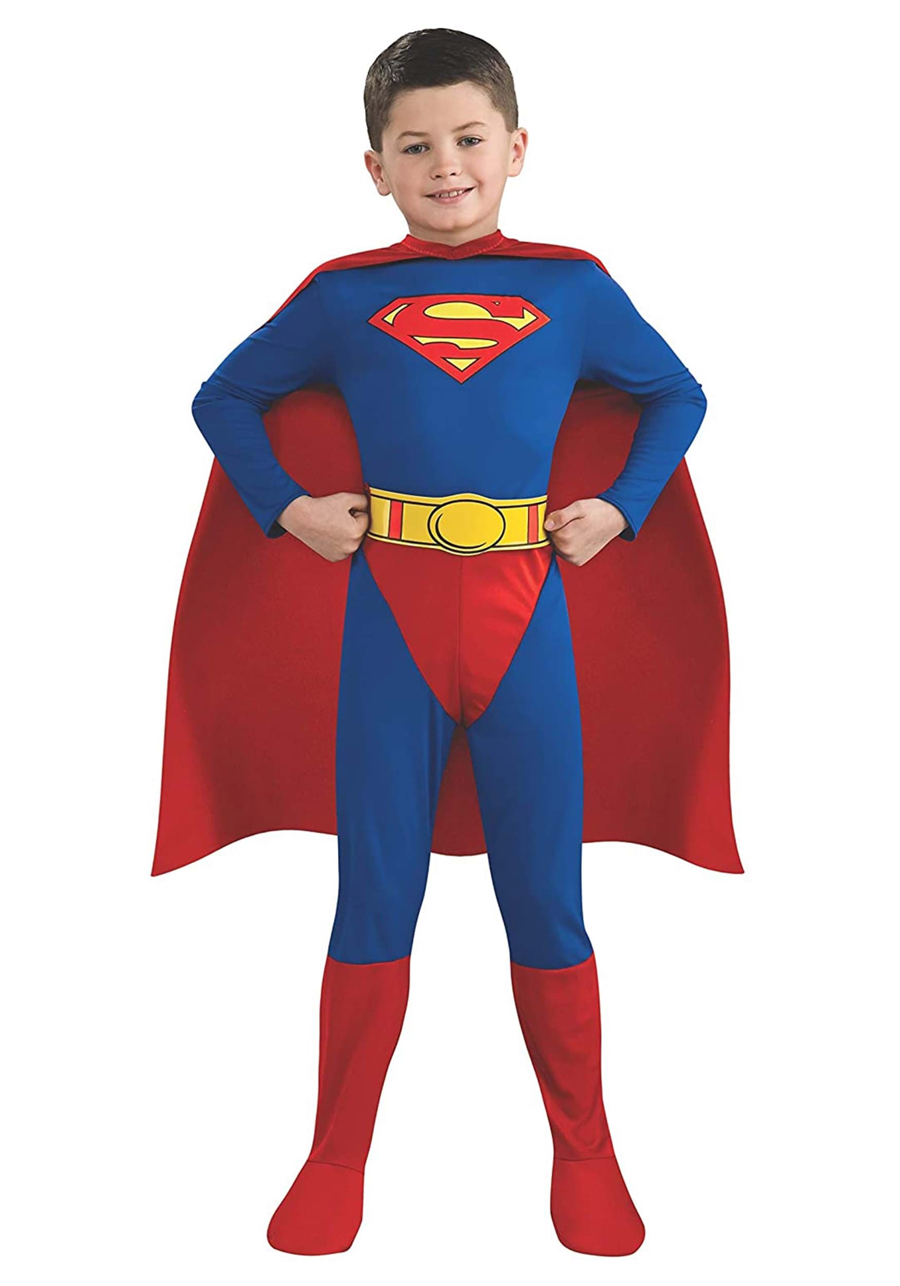Cartoon Superboy Jumpsuit Superman Cosplay Costume For Adult & Kids Halloween 
