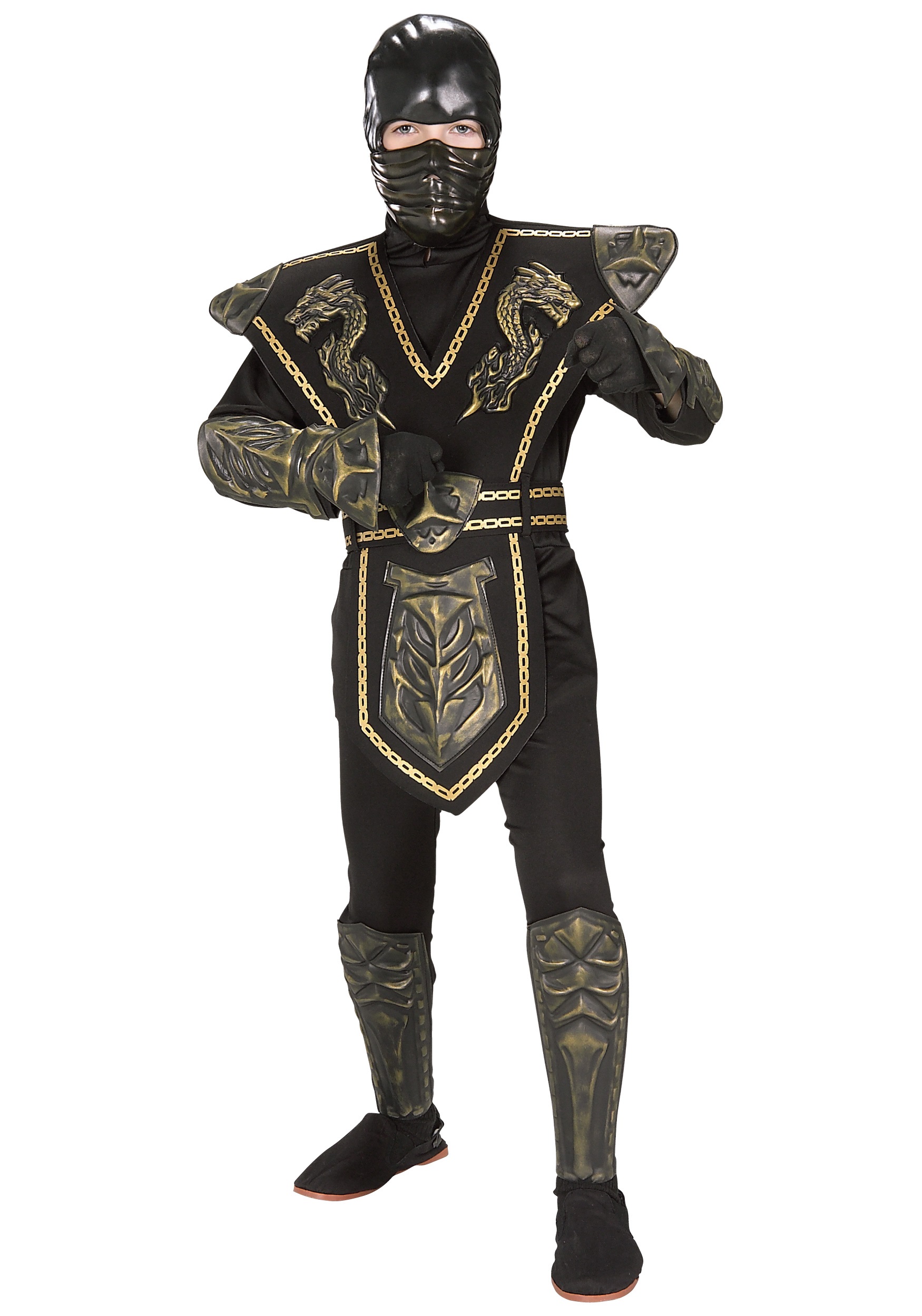 Gold Dragon Warrior Ninja Costume for children