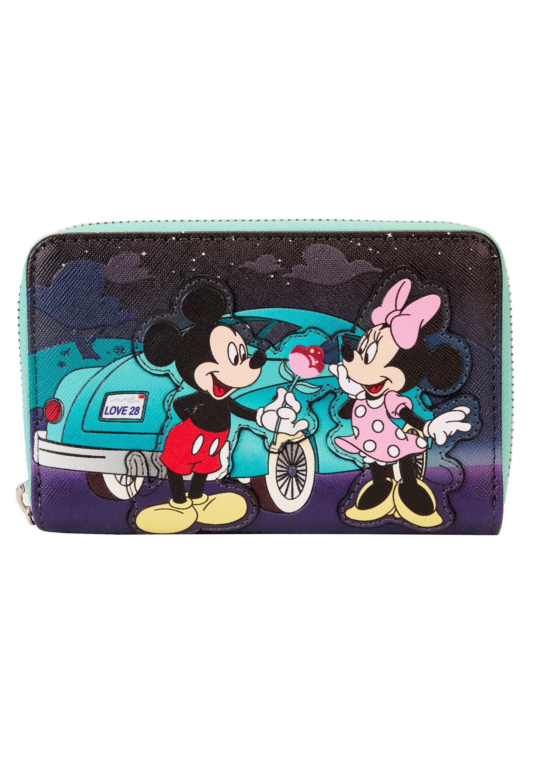 Loungefly Mickey & Minnie Date Night Drive-In Zip Around Wallet , Disney Wallets