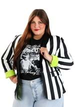 Womens White and Black Stripe Blazer Alt 9