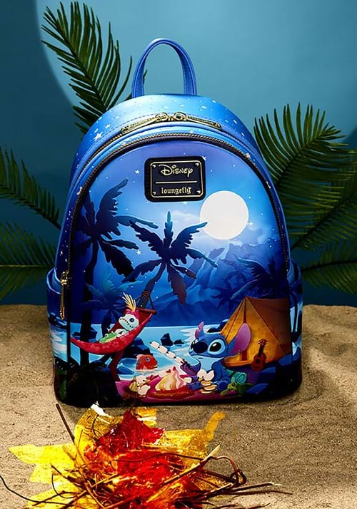 Loungefly Disney Stitch Camping Cuties Glow Mini Backpack