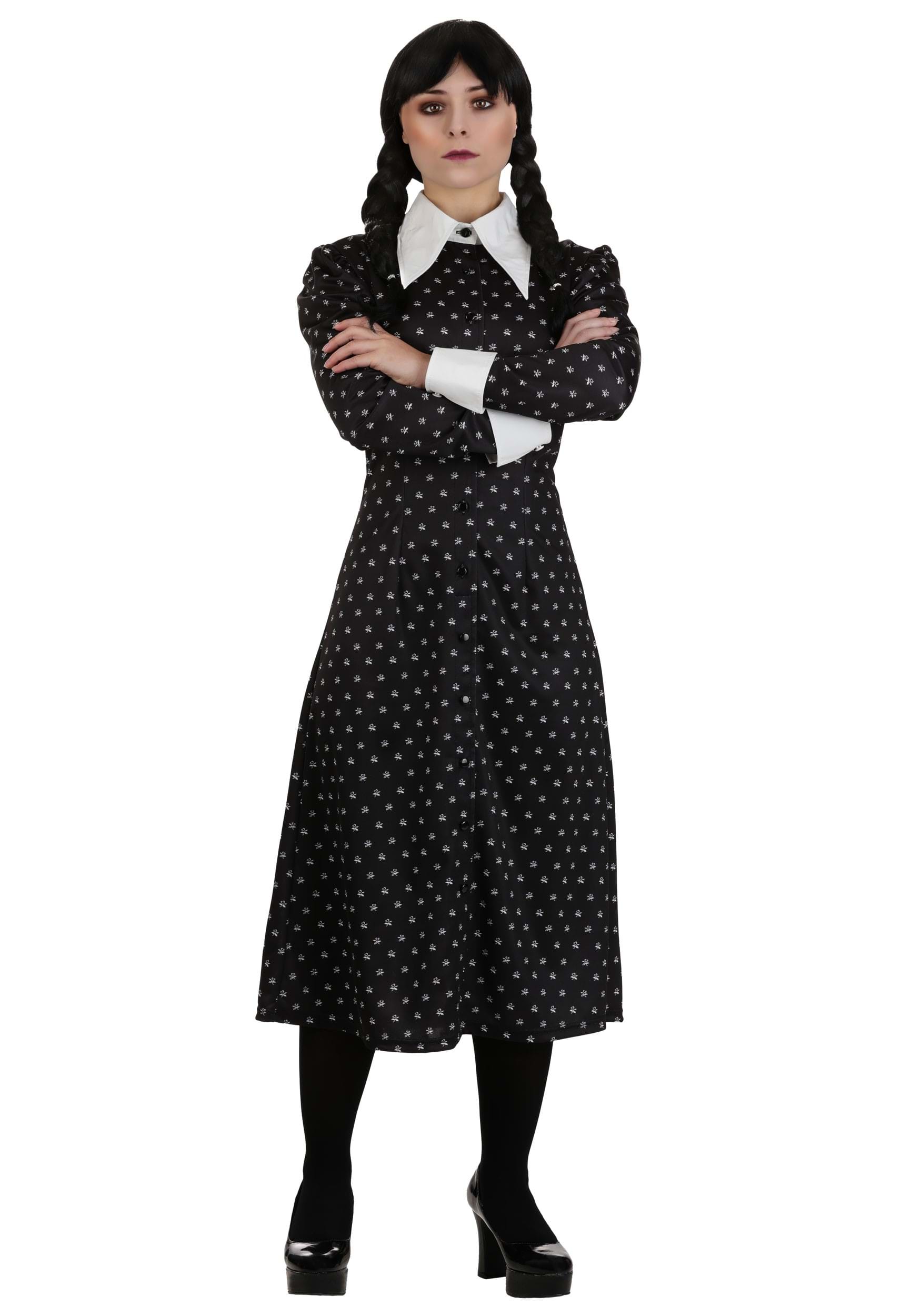 Womens Wednesday Addams Polka Dot Costume Dress | TV Show Costumes