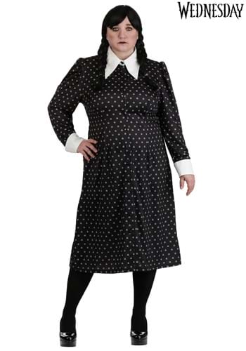 Plus Size Wednesday Addams Polka Dot Costume for Women | TV Show Costumes | Adult | Womens | 1X | Black/White | FUN Costumes