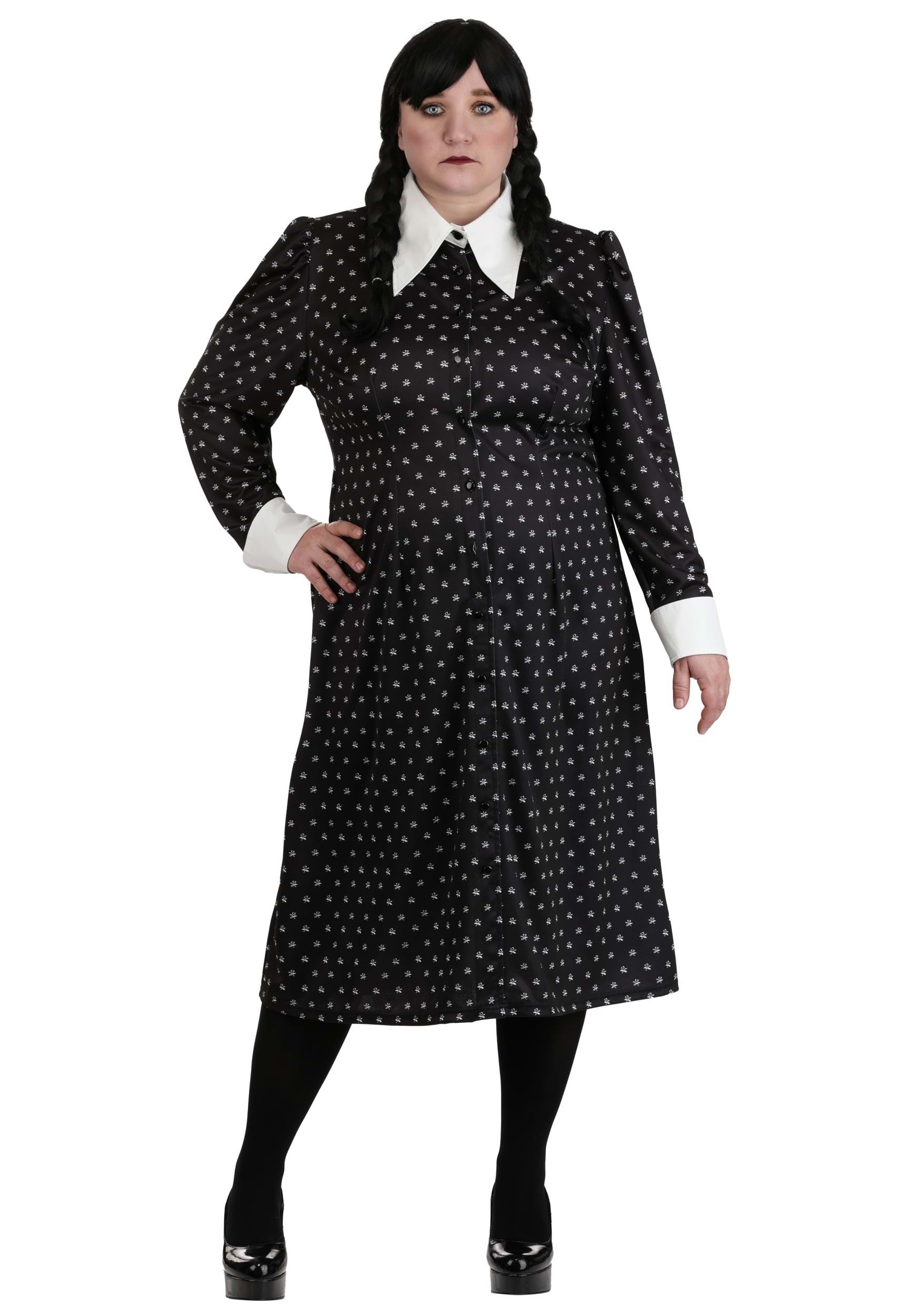 Plus Size Wednesday Addams Polka Dot Costume for Women | TV Show Costumes