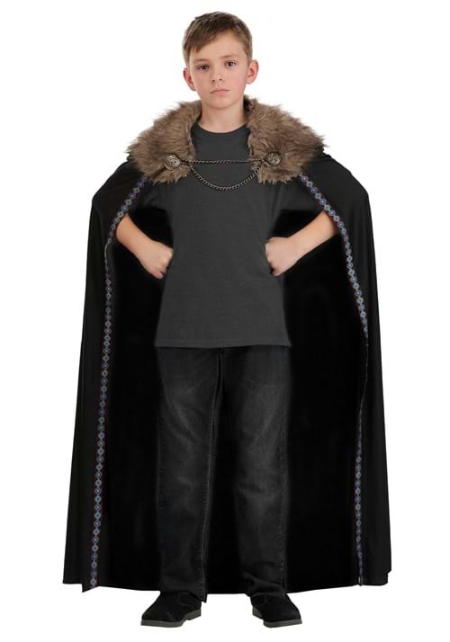 Black Faux Fur Collar Viking Cape 