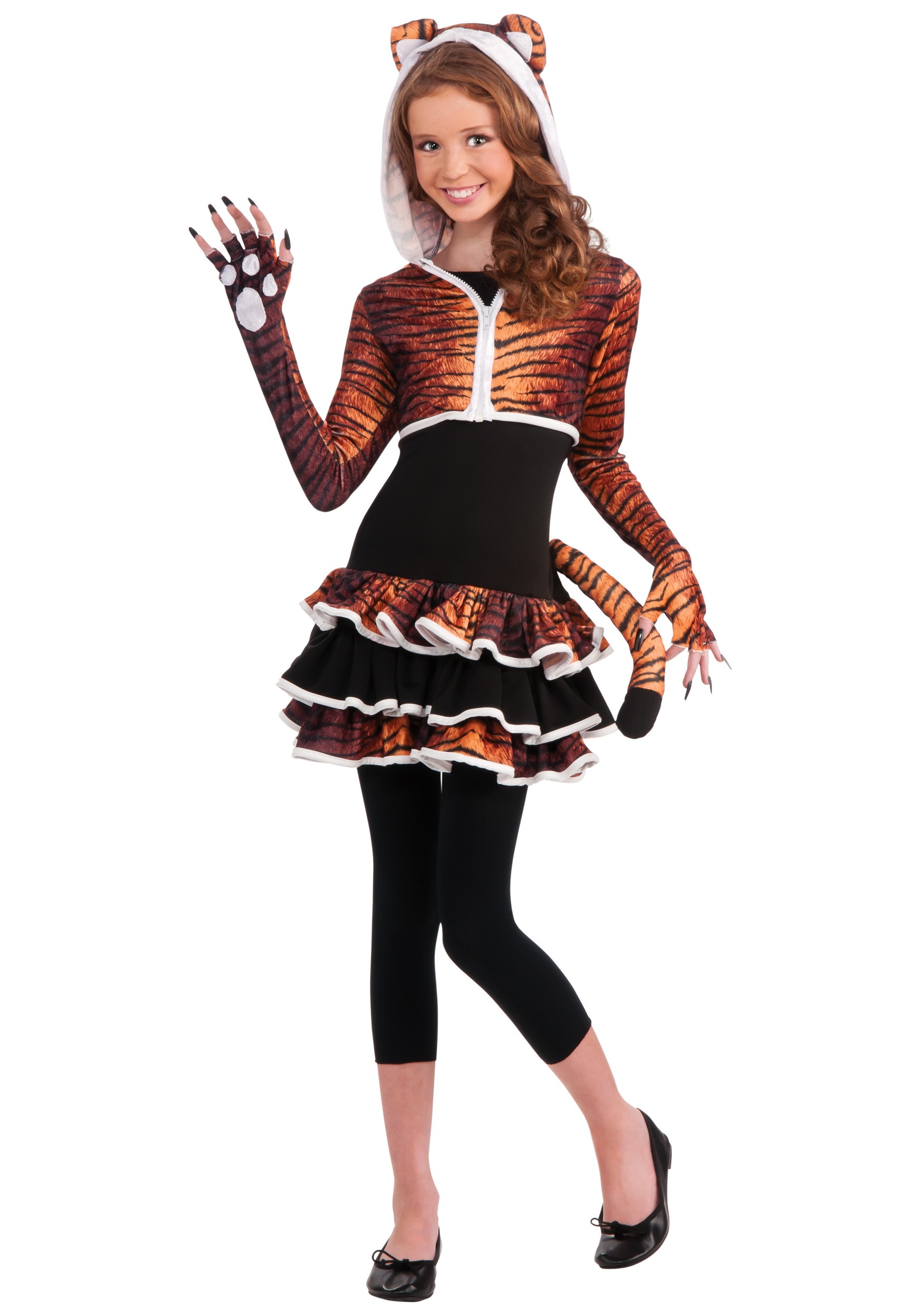Orange and Black Tween Tigress Costume